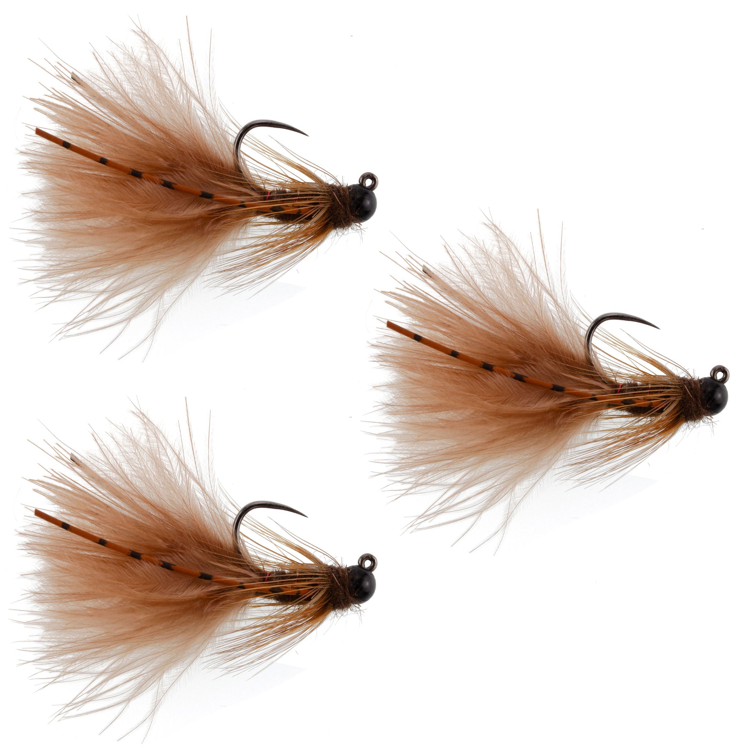 Paquete de 3 moscas tácticas marrones Mini Bugger de tungsteno para ninfa checa, ninfa europea (3 moscas, tamaño 12)