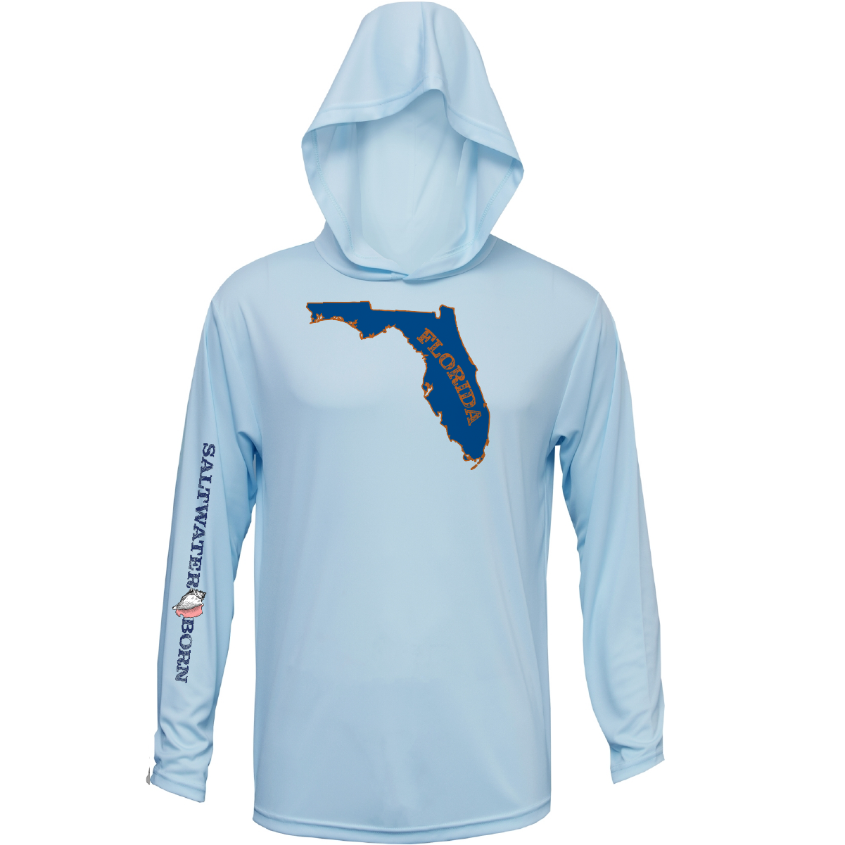 Orange and Blue Long Sleeve UPF 50+ Dry-Fit Hoodie