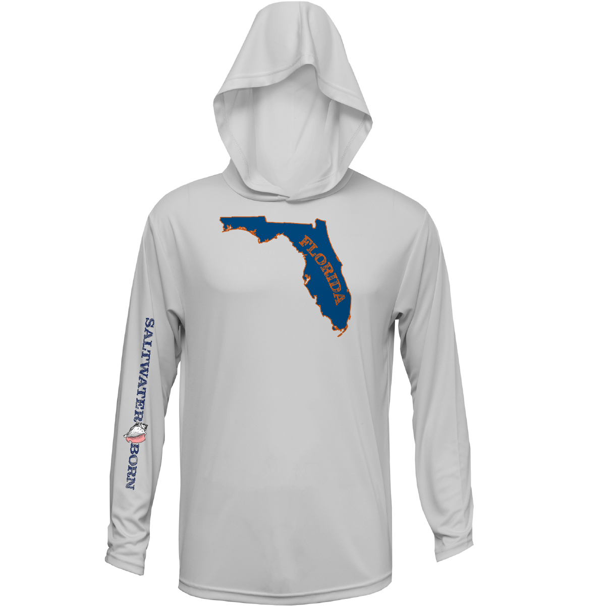 Orange and Blue Long Sleeve UPF 50+ Dry-Fit Hoodie