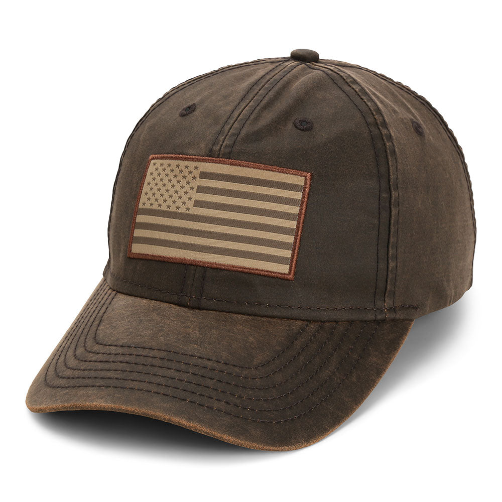 Gorra para papá con bandera estadounidense de tela encerada.