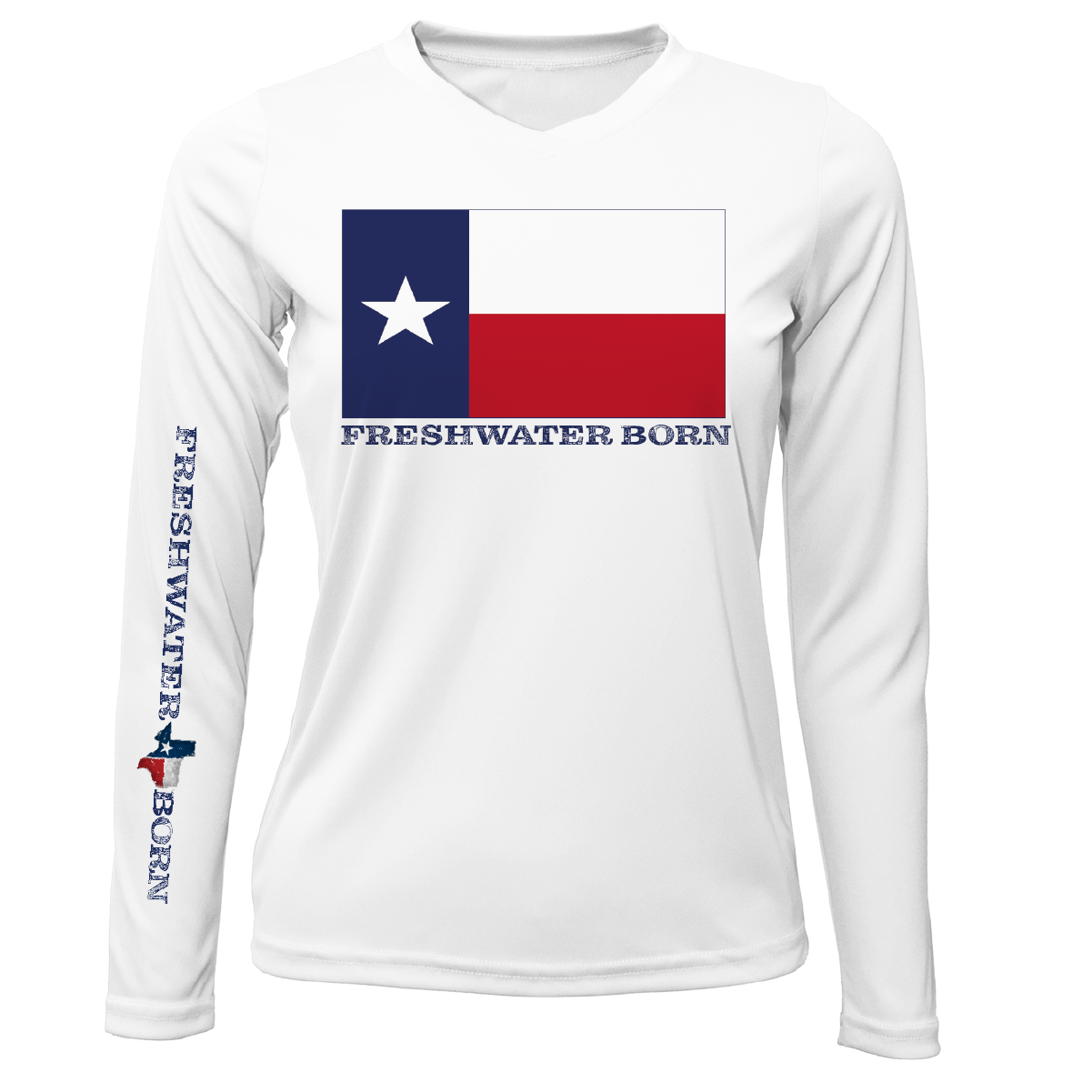 DFW, TX Flag Freshwater Born Women's Long Sleeve UPF 50+ Dry-Fit Shirt
