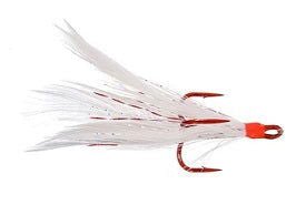 Mustad Hooks - Dressed Treble Hooks (Red/White, 2ct) - Bobber Bargain