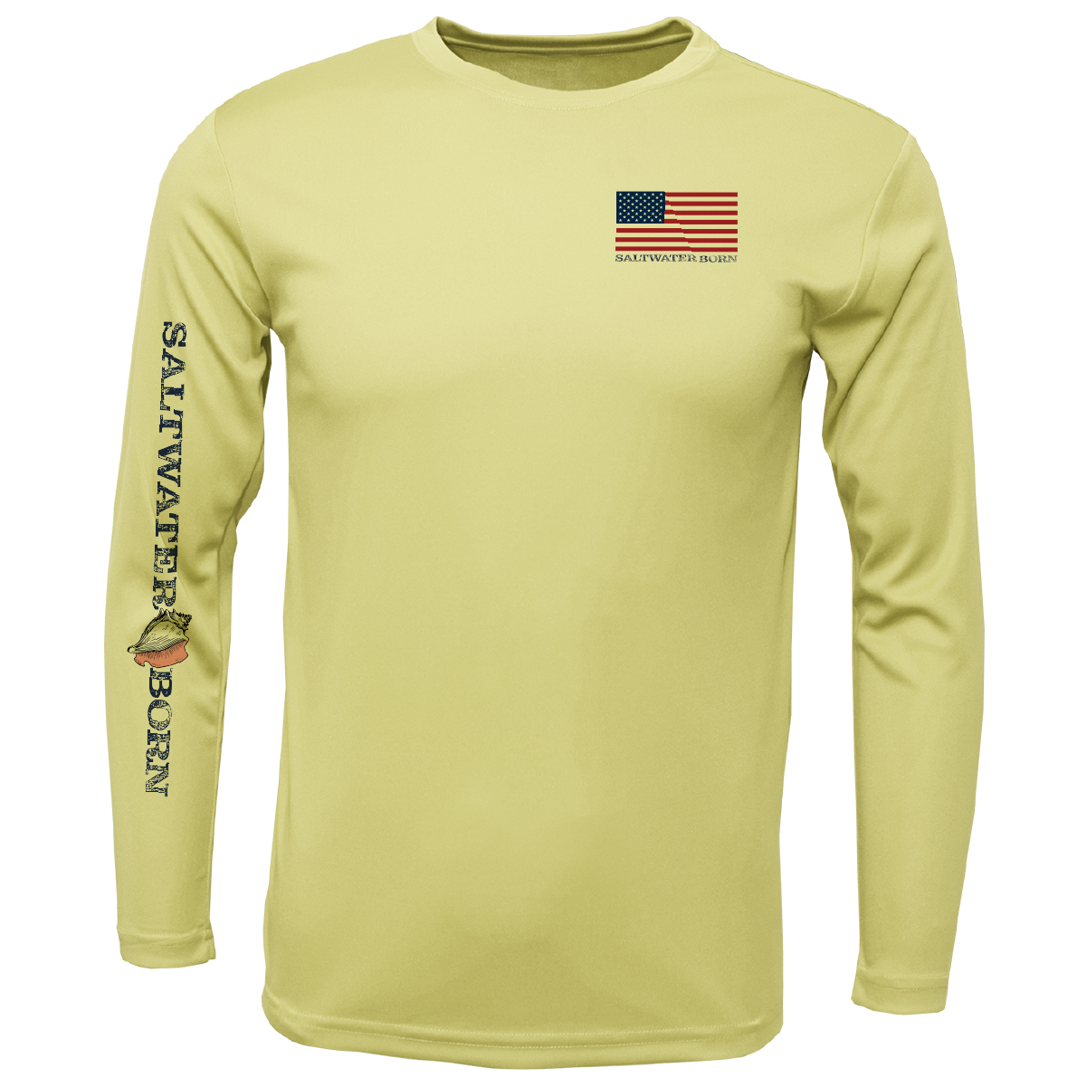 American Flag On Chest Long Sleeve UPF 50+ Dry-Fit Shirt