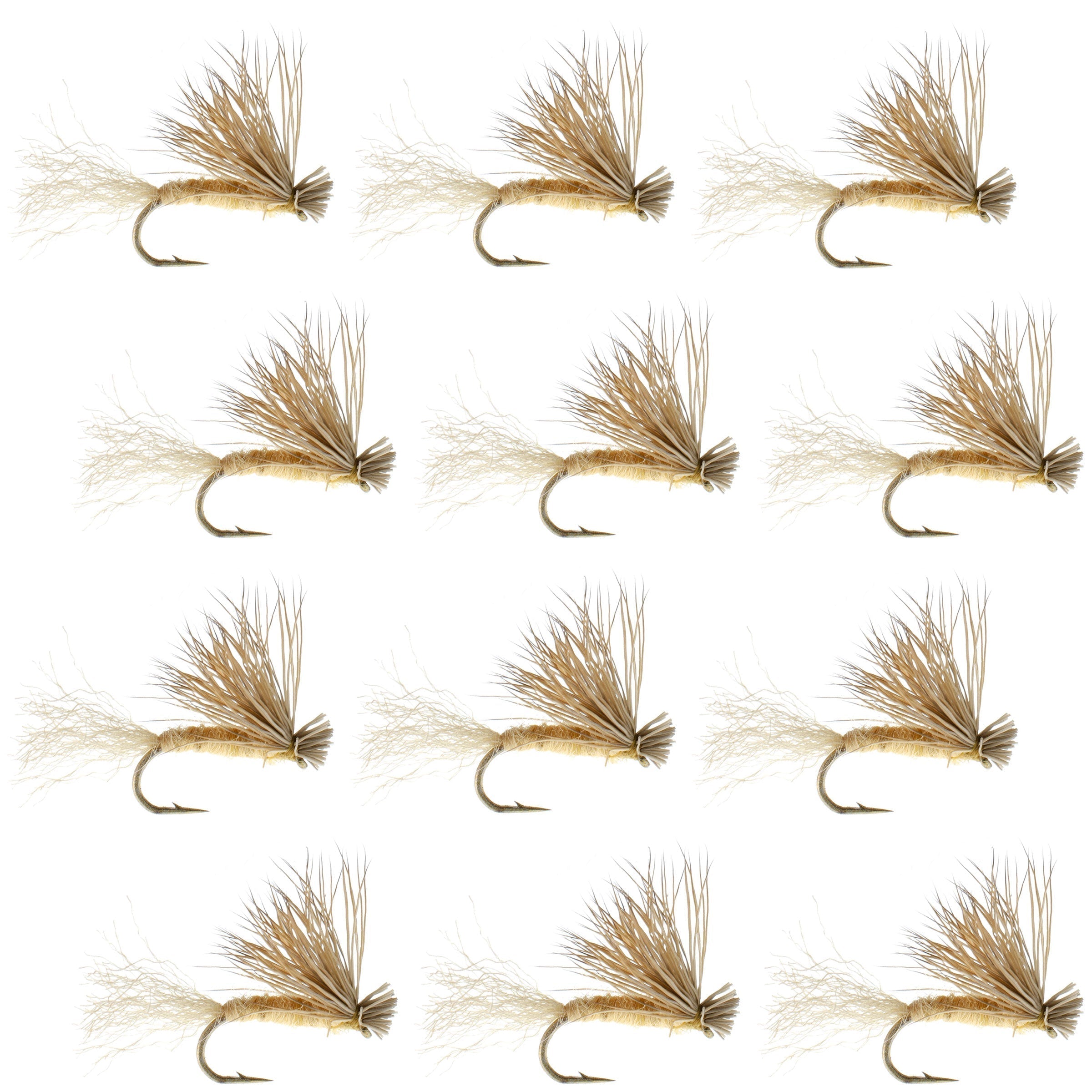 Mosca seca para trucha adulta Caddis Emergente Tan X Caddis - 1 docena de moscas, tamaño de anzuelo 18
