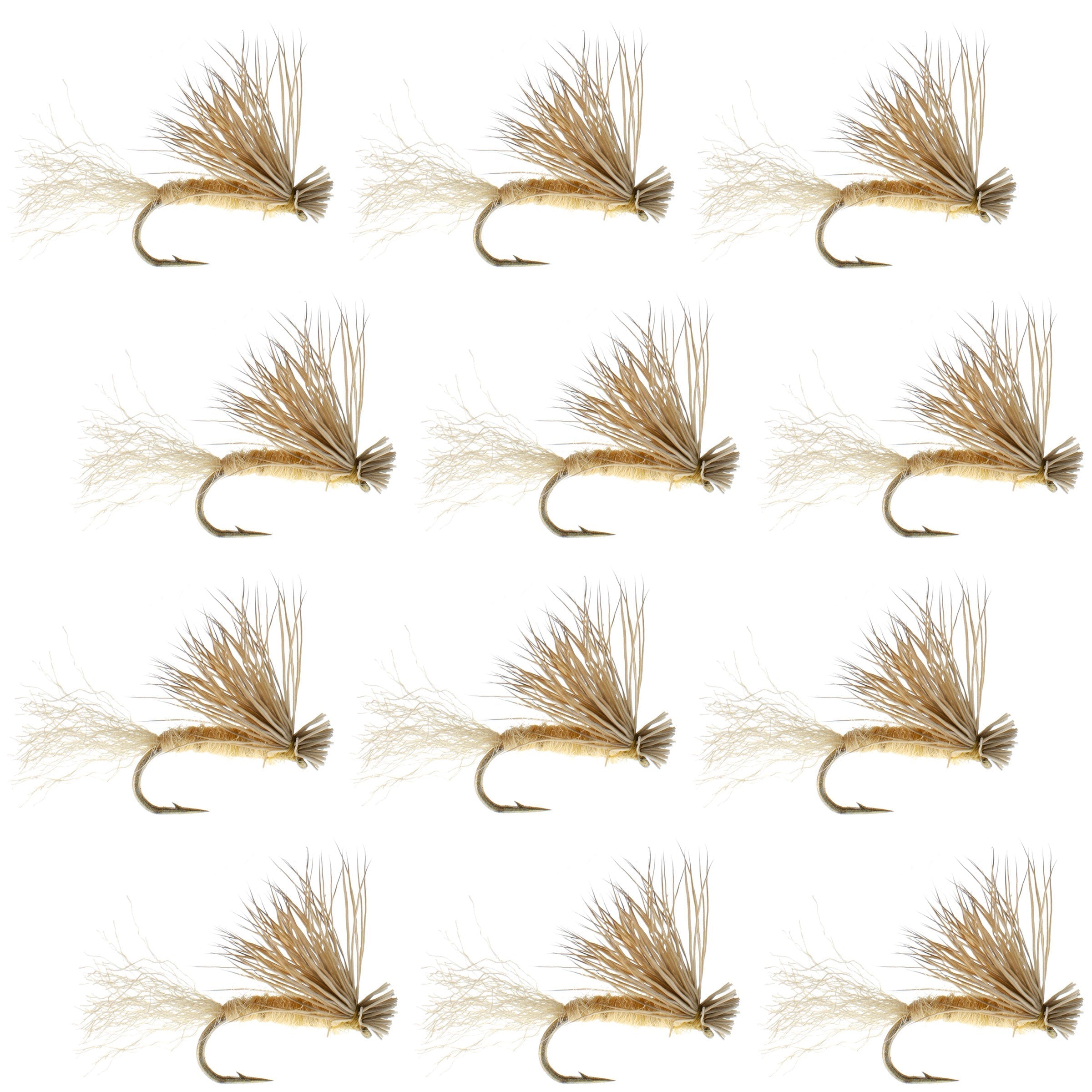 Mouche sèche Tan X Caddis Emerging Caddis pour truite adulte - 1 douzaine de mouches, hameçon 16