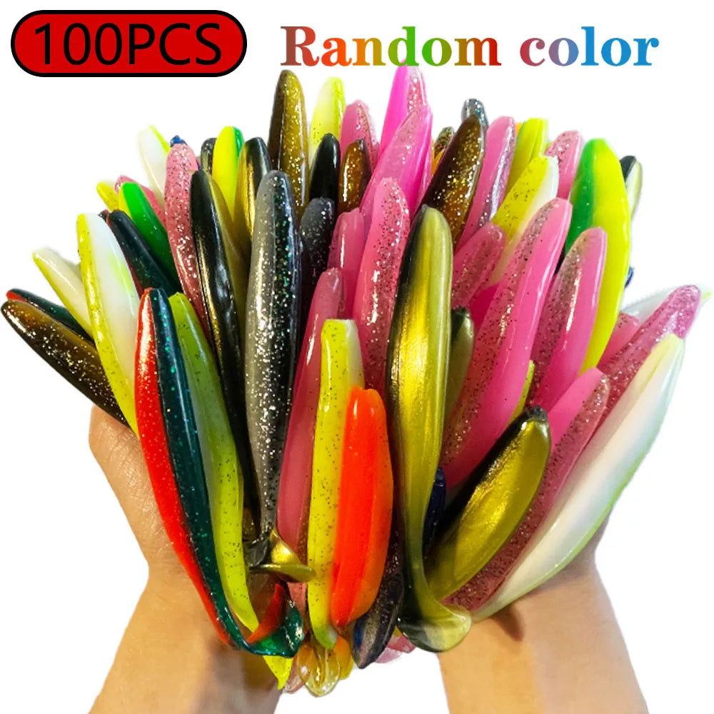 100pcs T-Tail Soft Bait Lure Kit Bobber Bargain