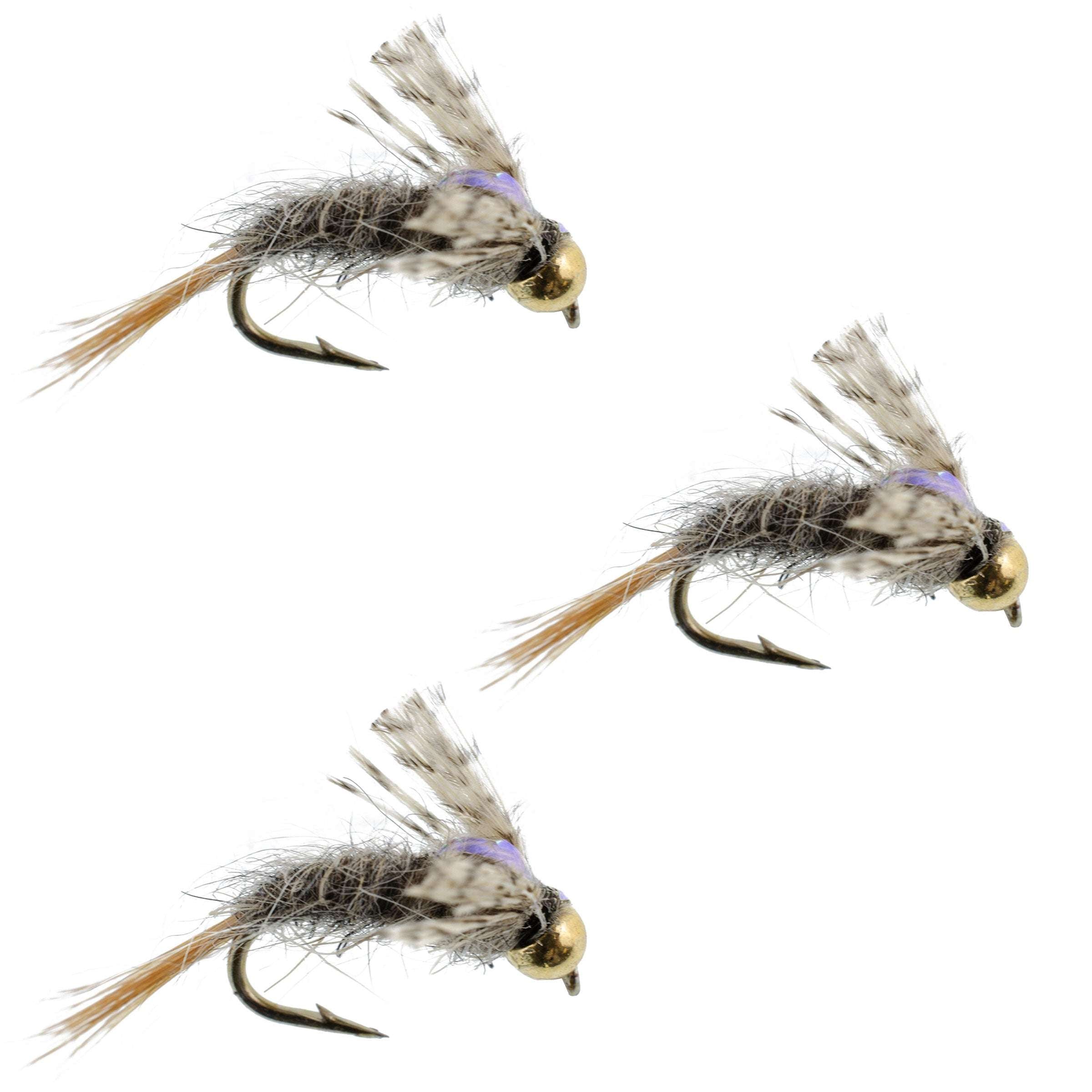 Paquete de 3 moscas de pesca húmedas Barrs Baetis Emerger BWO - Tamaño de anzuelo 14