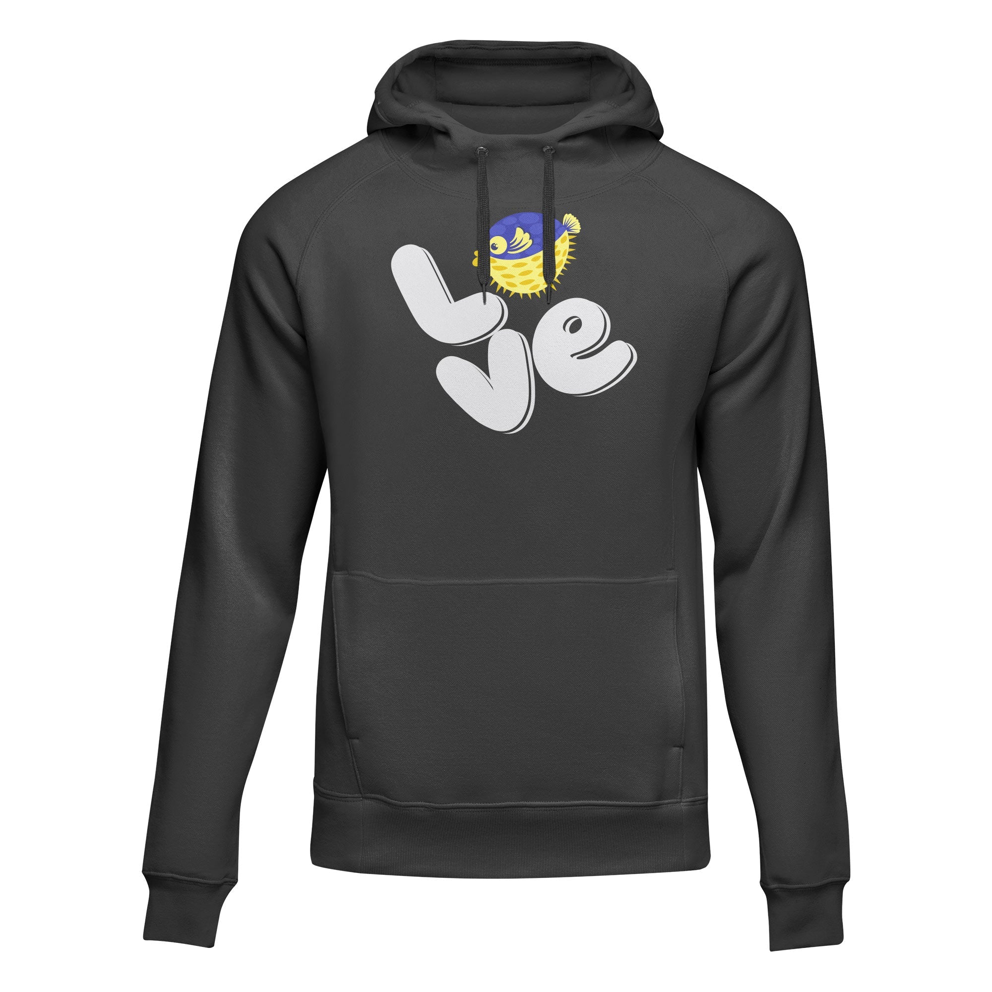 Love Fishing Blue Blowfish Globe Unisex Hoodie