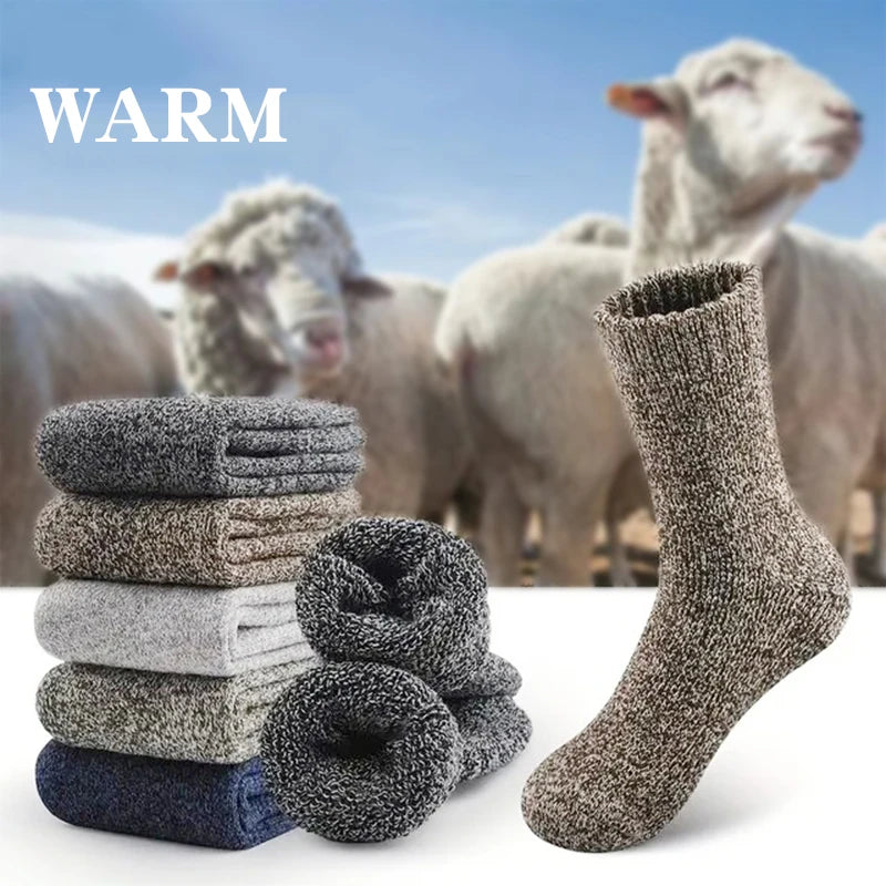 3 Pairs Winter Warm Thick Towel bottom Man Socks Wool Male Socks Slipper Socks Merino Wool Socks Against Cold Snow Socks 39-44 Bobber Bargain