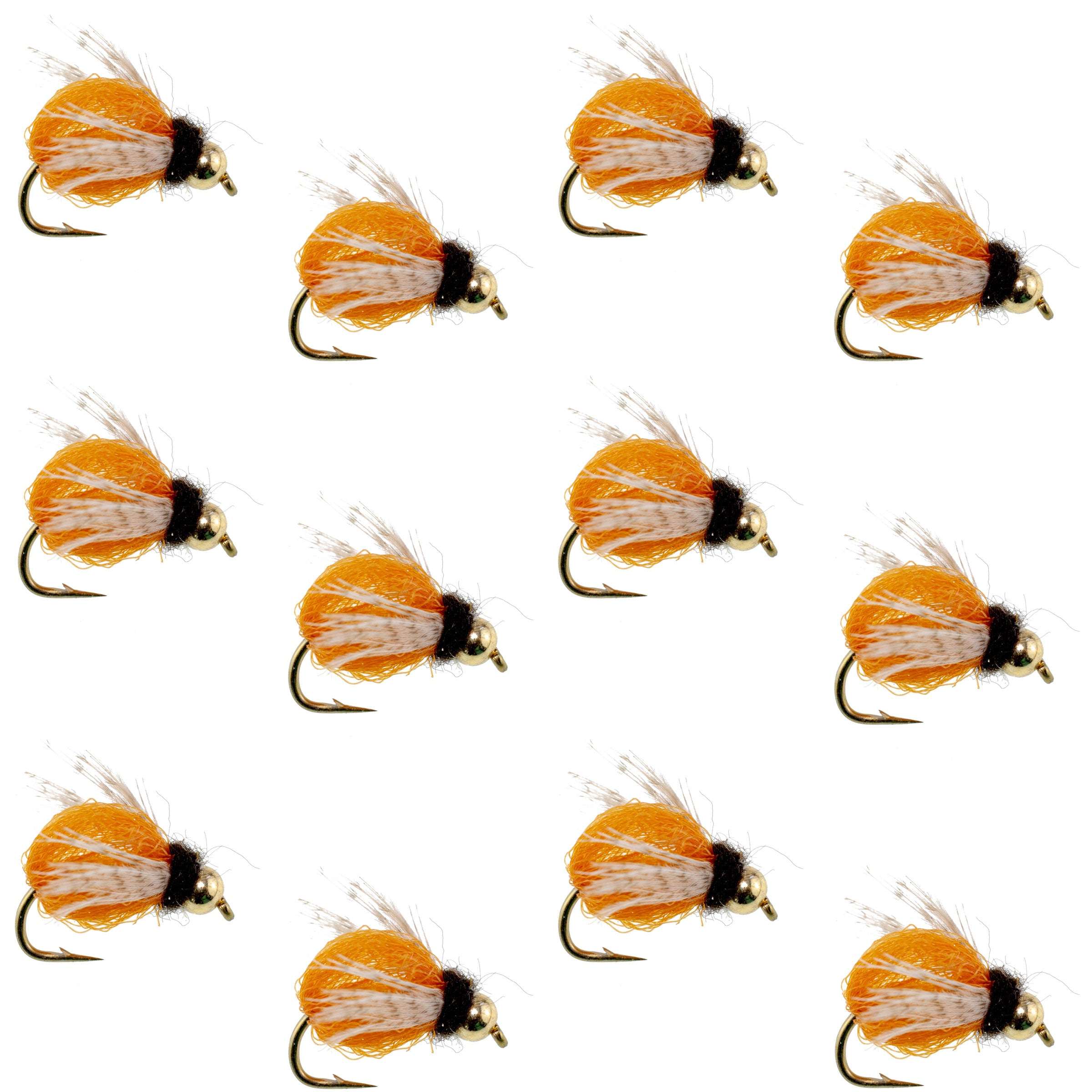 Ninfa de caddis Bead Head LaFontaine Amber Deep Sparkle - 1 docena de moscas, anzuelo talla 14