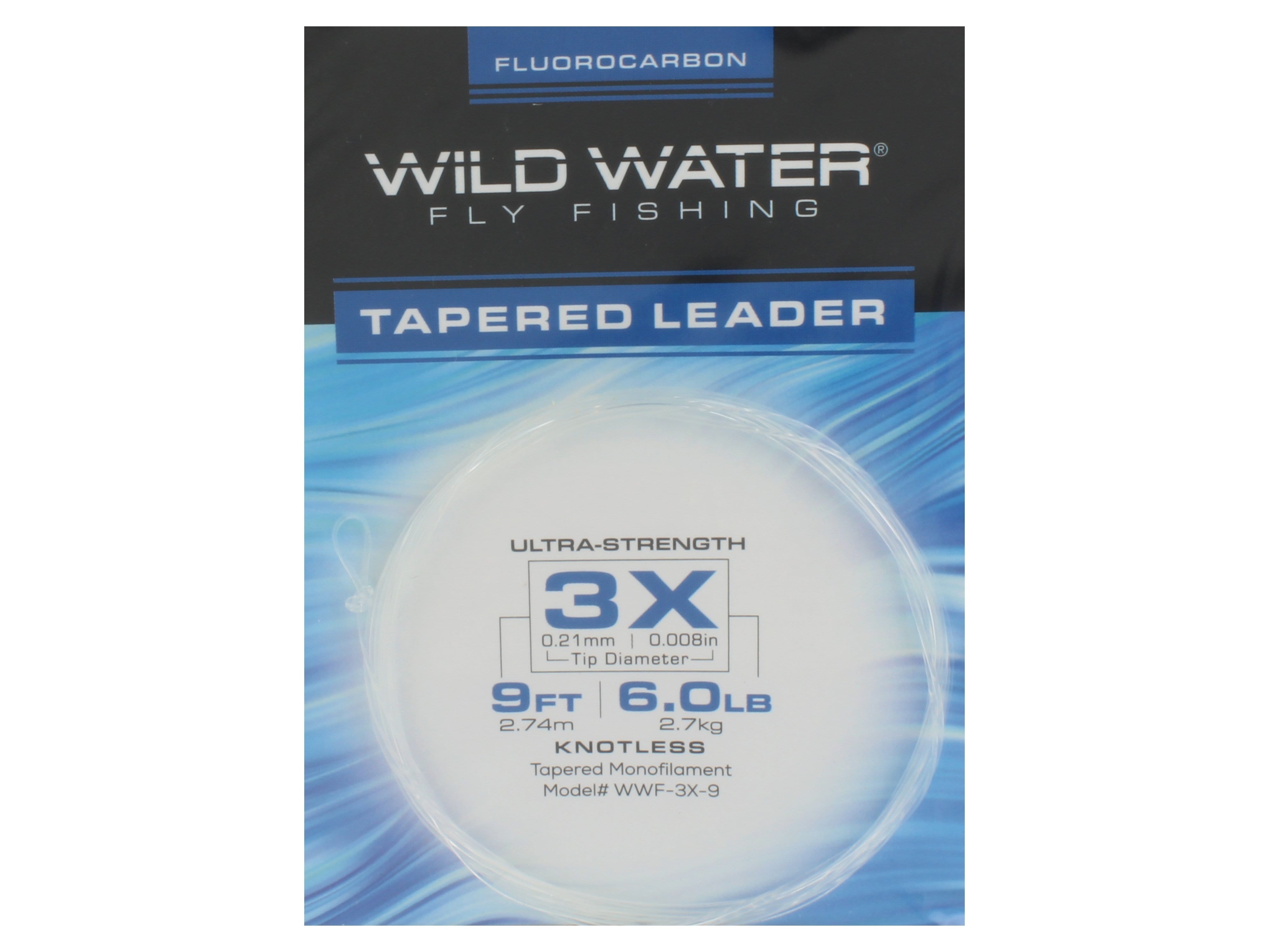 3X Líder de fluorocarbono, 9' | Paquete de 3 | Pesca con mosca en aguas bravas