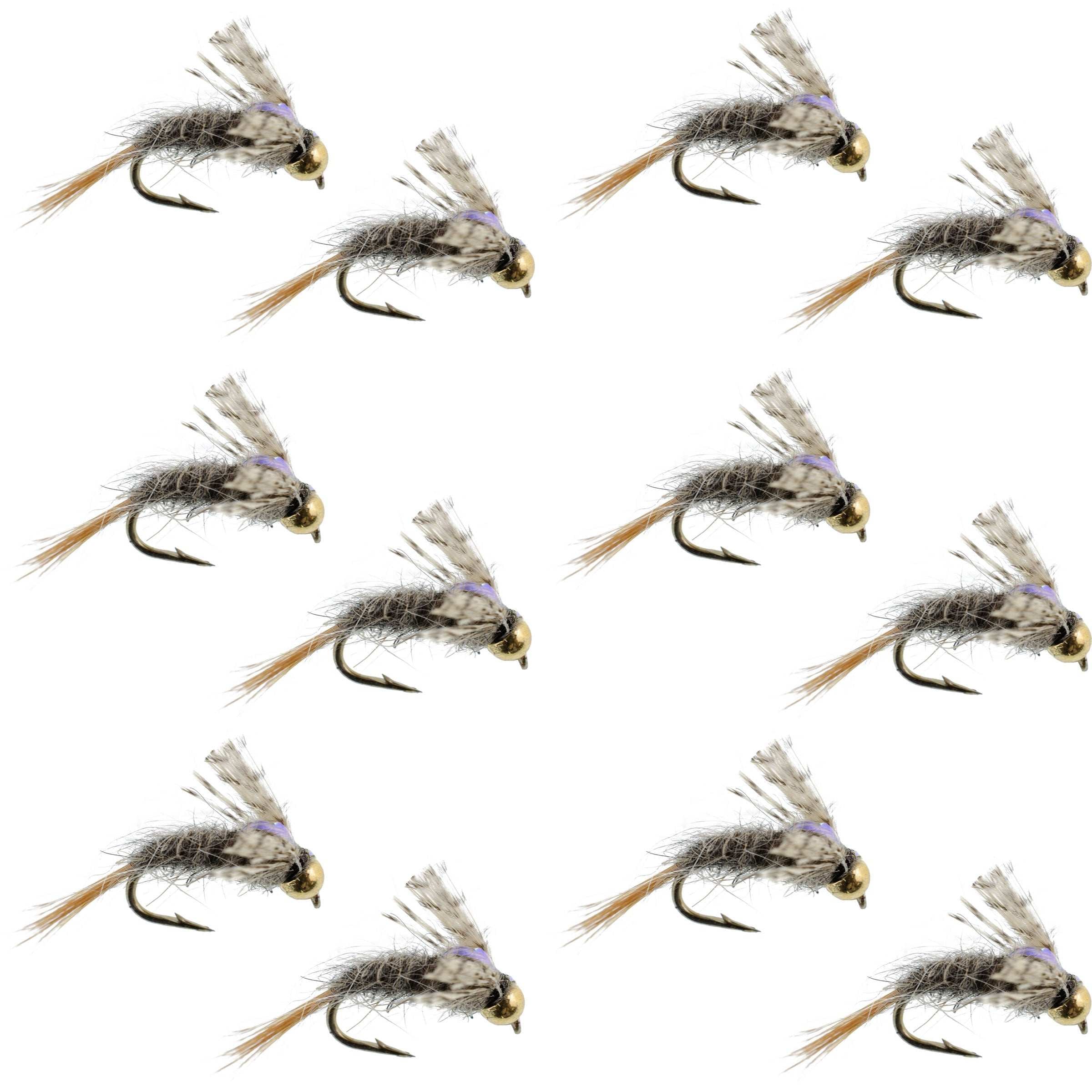 Moscas de pesca húmedas Barrs Baetis Emerger BWO - 1 docena de moscas, tamaño de anzuelo 14
