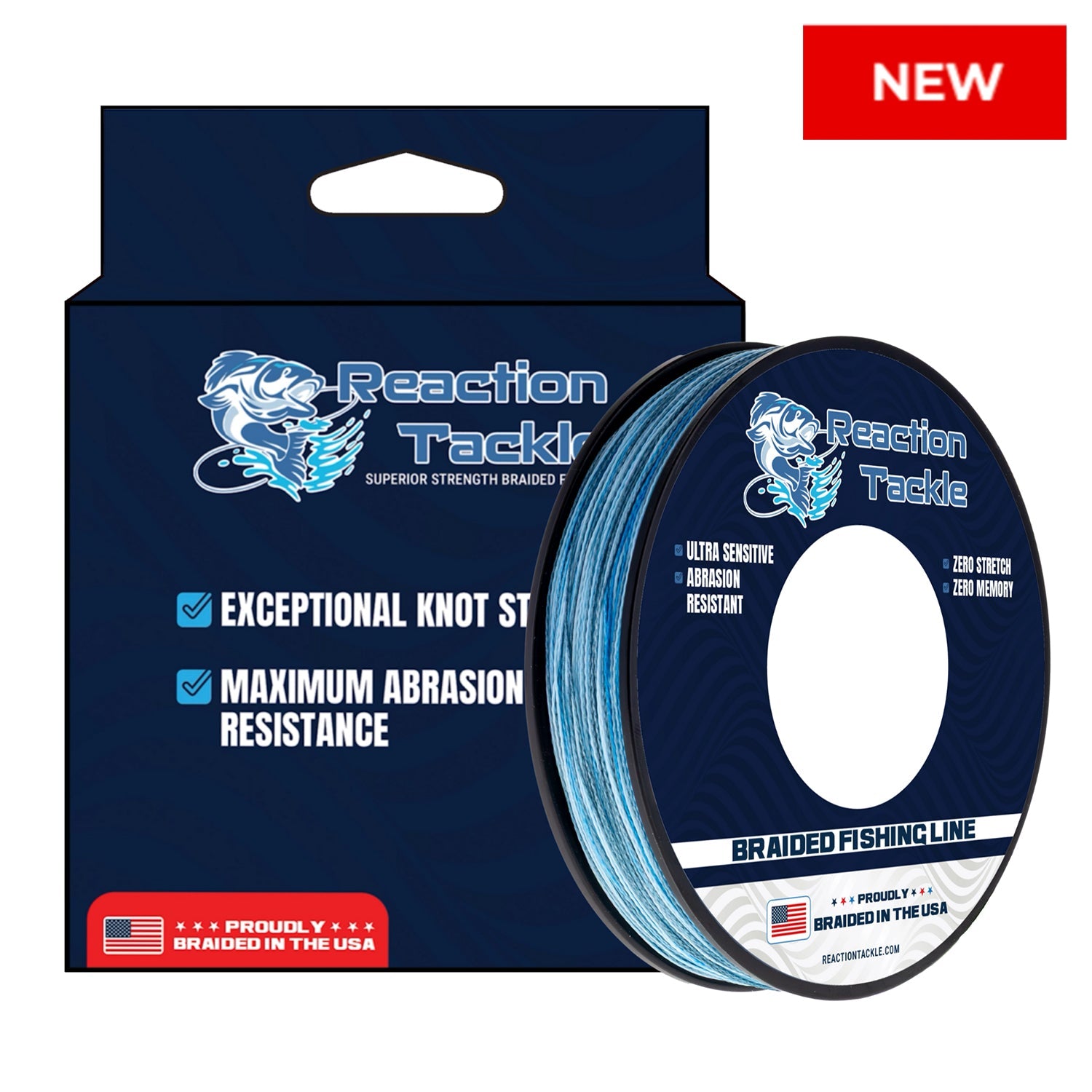 Línea de pesca Reaction Tackle TRENZADA EN EE. UU. - 4X - NUEVA