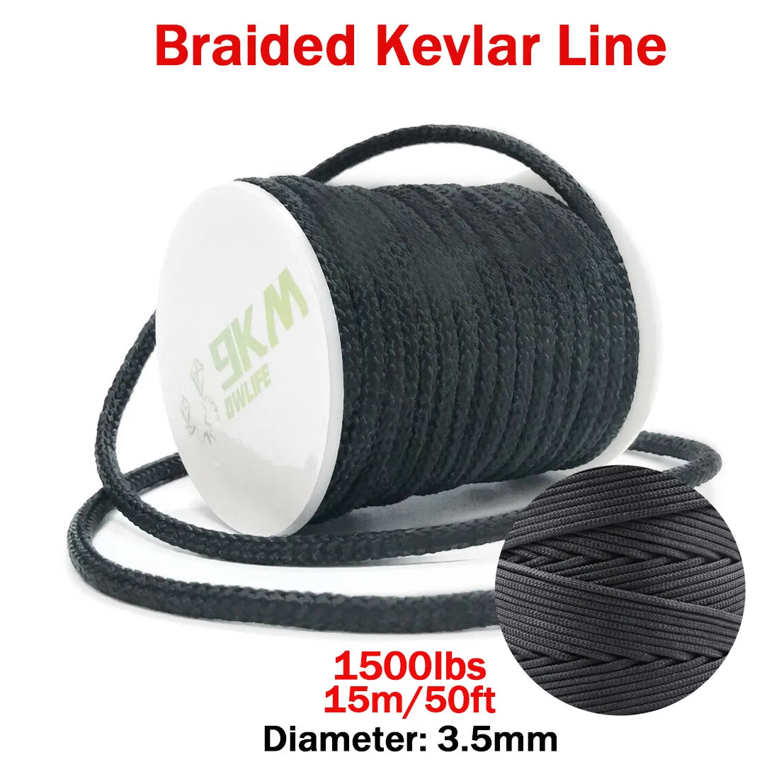 50Lbs-2000Lbs Black Kevlar Line Braided Fishing Assist Line High Tensile Strength Tactical Rope KiteRefractory Backpacking Cord Bobber Bargain