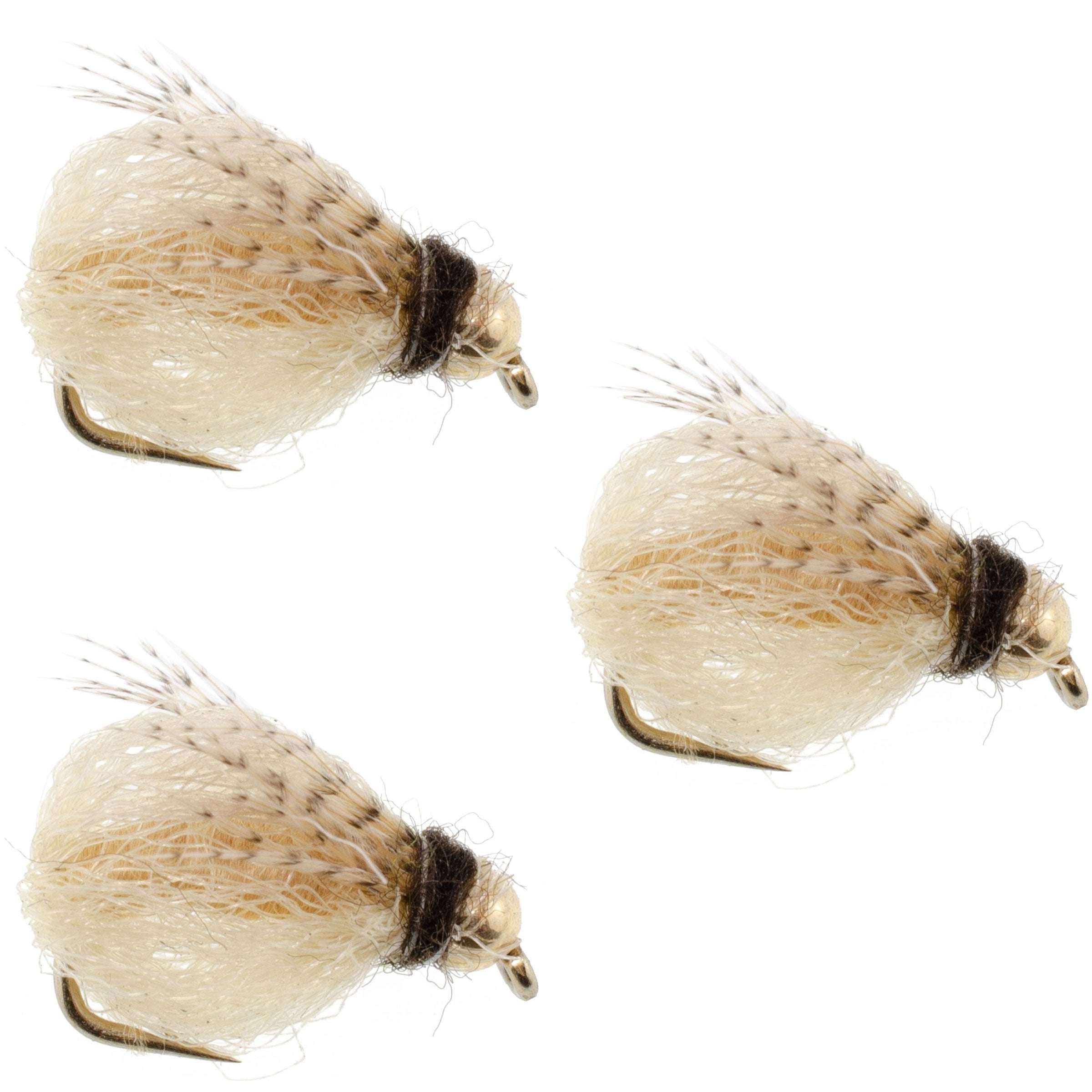 Paquete de 3 ninfas de LaFontaine Tan Deep Sparkle Caddis con cabeza de tungsteno - Anzuelo tamaño 14