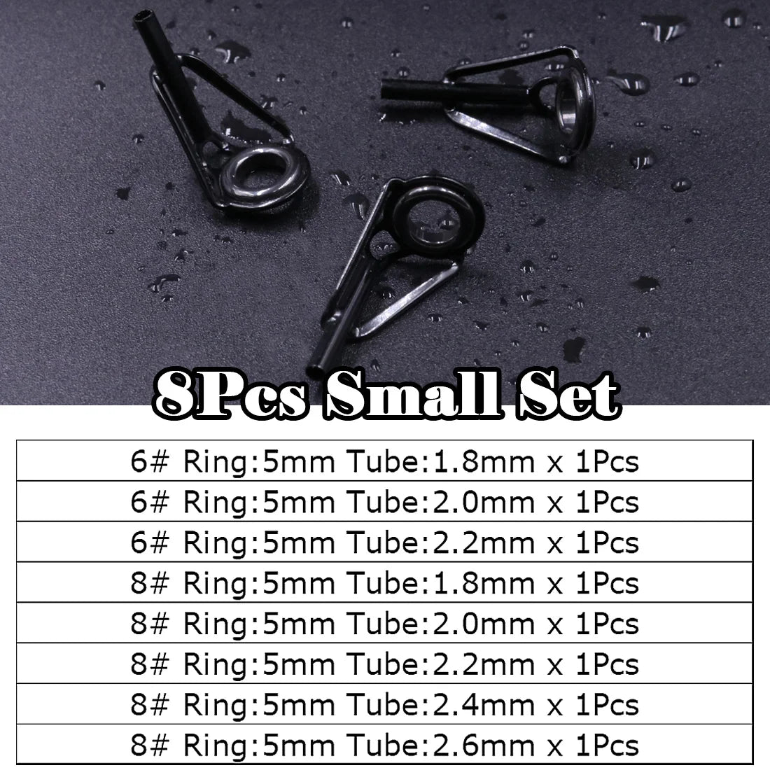 5Pcs Fishing Rod Tip Guides Repair Kit Stainless Steel Frames Ceramics Rings Black Rod Building Guide Eye Building Repair 6#~16# Bobber Bargain