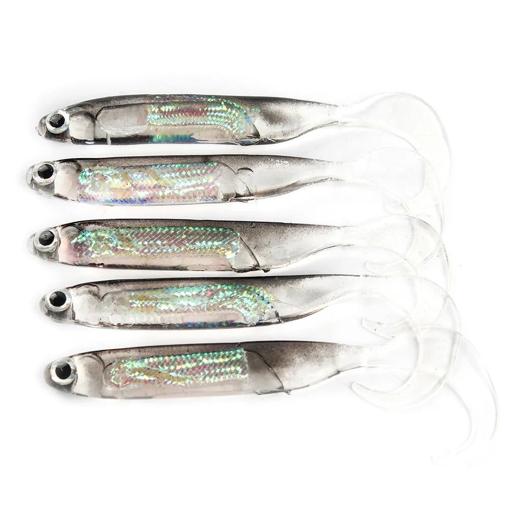 5pcs T-Tail Soft Bait Lures Bobber Bargain