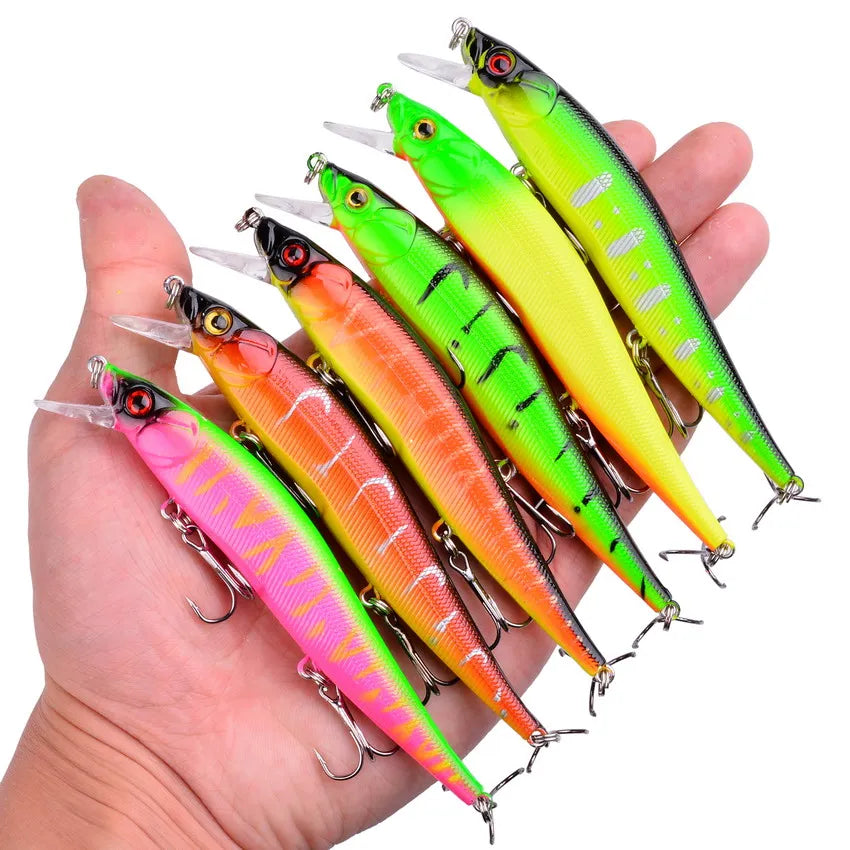 5pcs/box Fishing Lure13.7g/10g Minnow Crankbait Wobblers 3D Eyes Perch Artificial Bait Pike Carp Bait Swim Bait Fishing Pesca Bobber Bargain