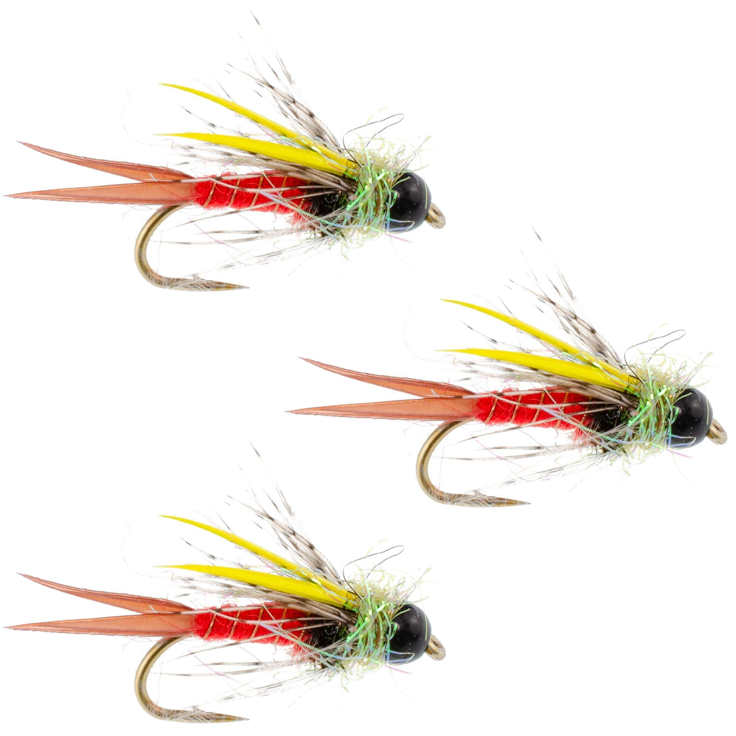 Paquete de 3 moscas de pesca de ninfa Prince Special con cabeza de tungsteno Nick's - Tamaño de anzuelo 14