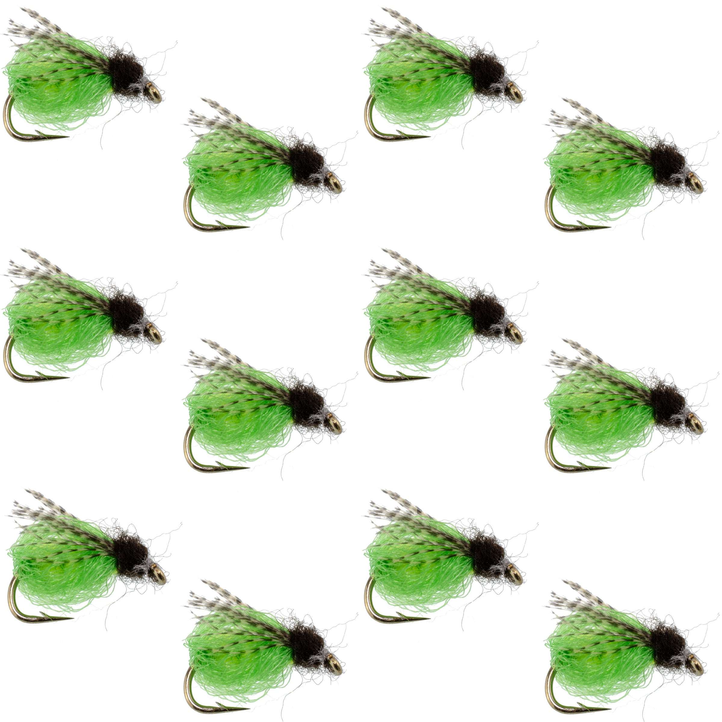 LaFontaine Bright Green Deep Sparkle Caddis Pupa - 1 Dozen Flies Hook Size 18