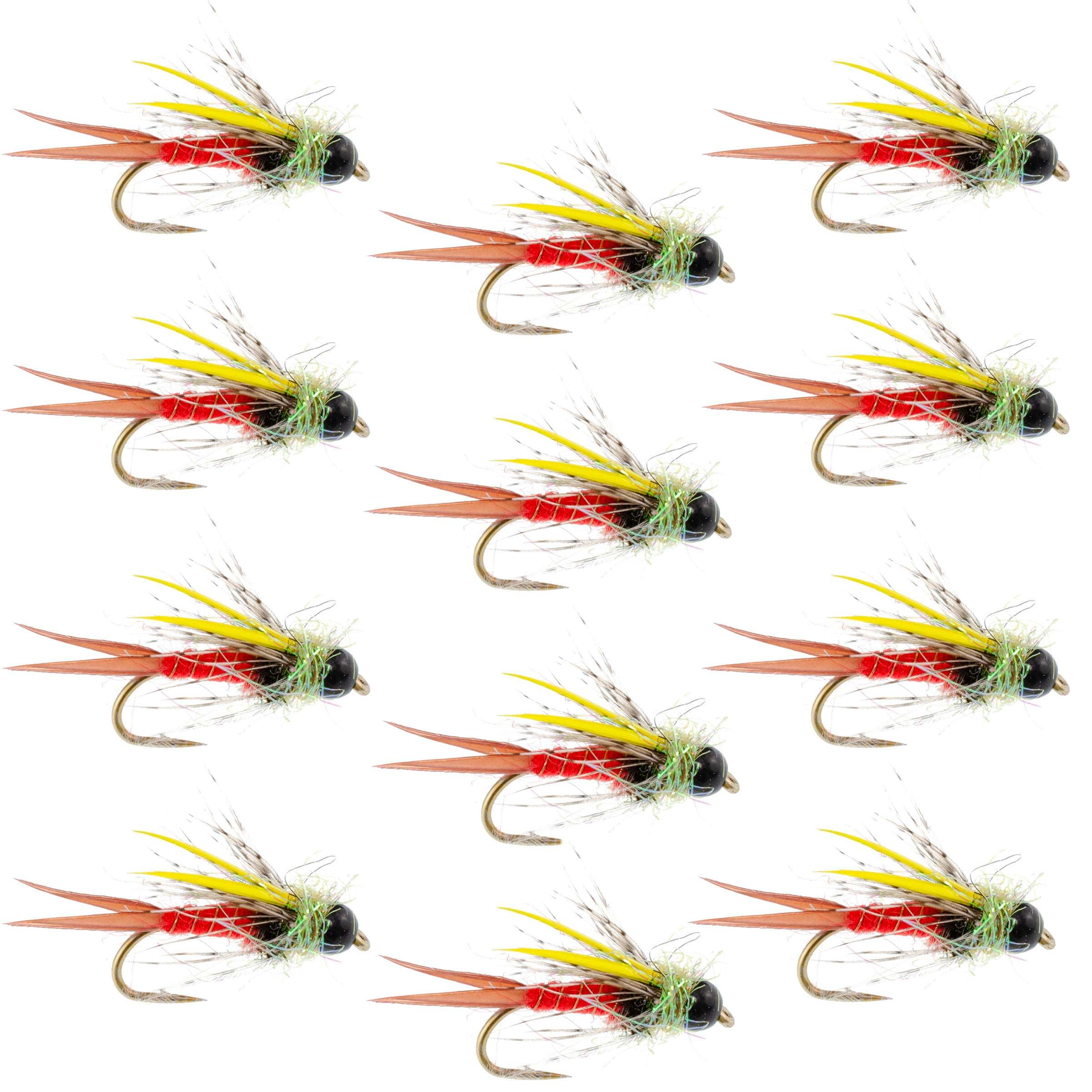 Tungsten Bead Head Nicks Prince Special Nymph Fishing Flies - 12 Flies Hook Size 14