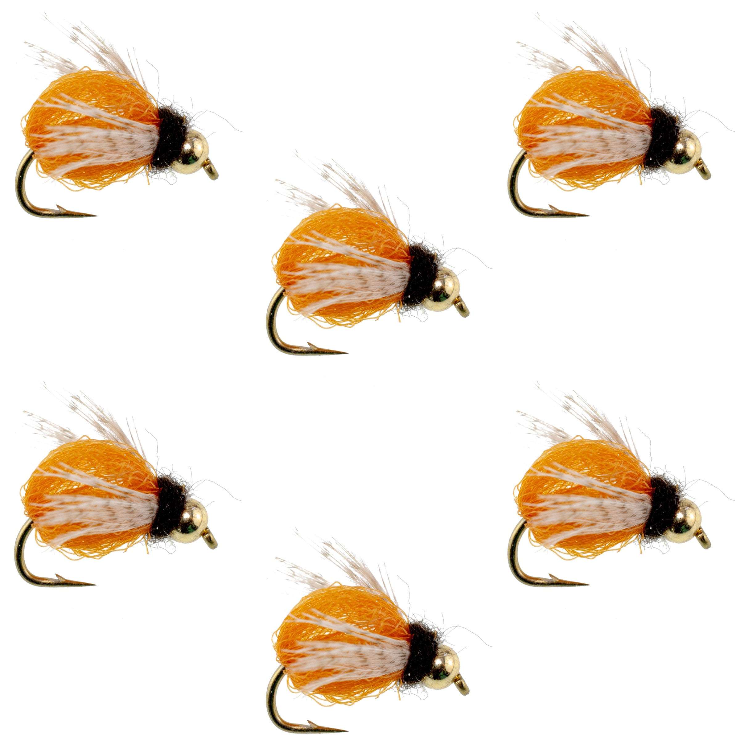 Ninfa de caddis brillante y profunda de color ámbar LaFontaine con cabeza de bead - 6 moscas anzuelo tamaño 14