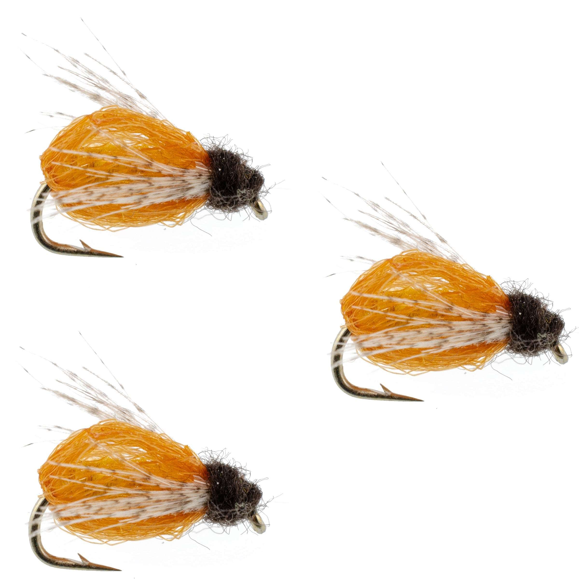 Paquete de 3 LaFontaine Amber Deep Sparkle Caddis Pupa - Anzuelo Talla 14