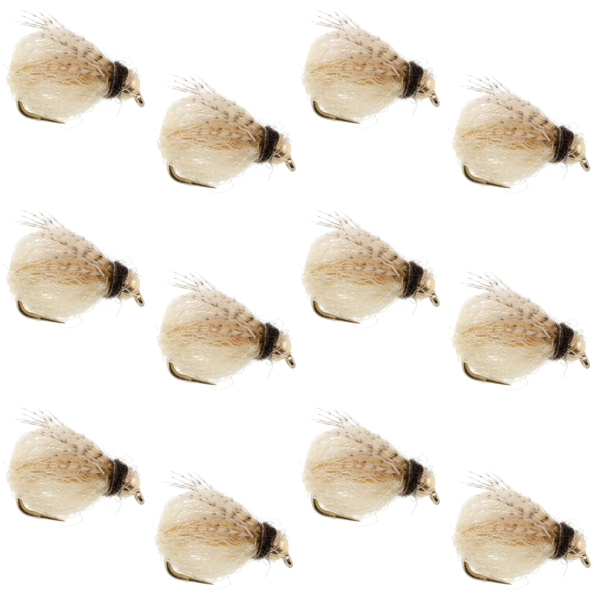 Ninfa de tricóptero con cabeza de perla LaFontaine Tan Deep Sparkle - 12 moscas, tamaño 14