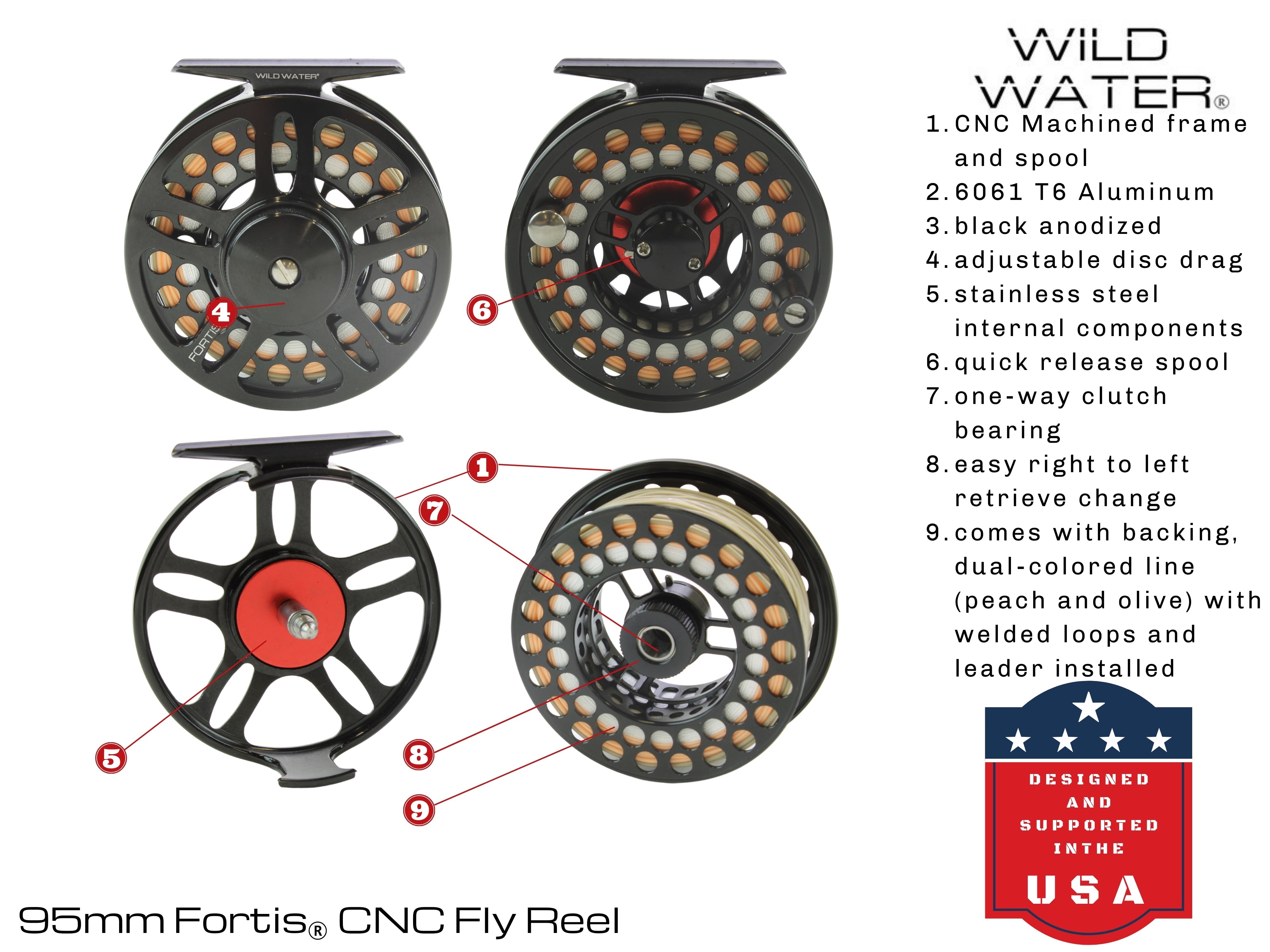Carrete de pesca con mosca de aluminio mecanizado CNC de 7/8 de peso | Wild Water Fly Fishing