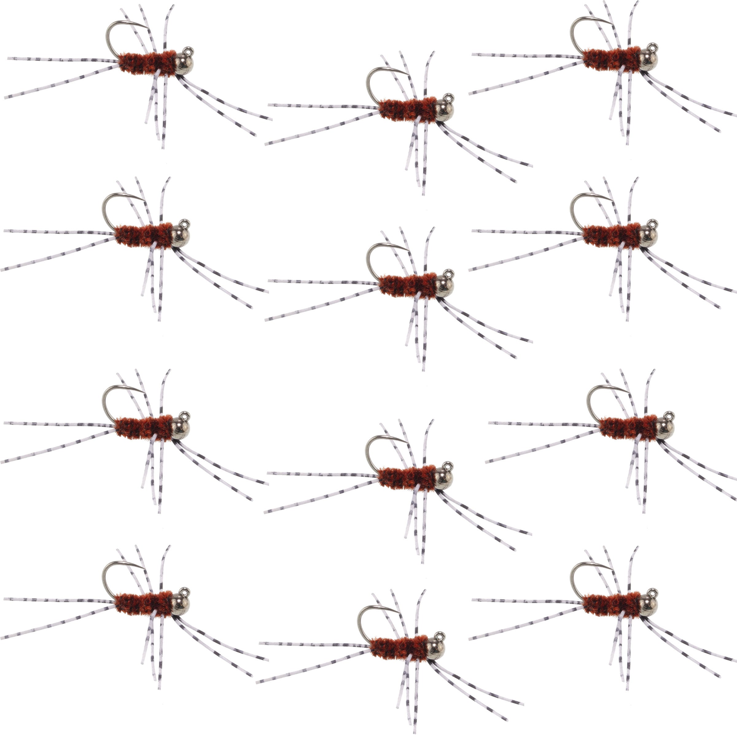 Pats Rubber Legs Tungsten Jig sin Muerte Marrón, 12 Moscas #6