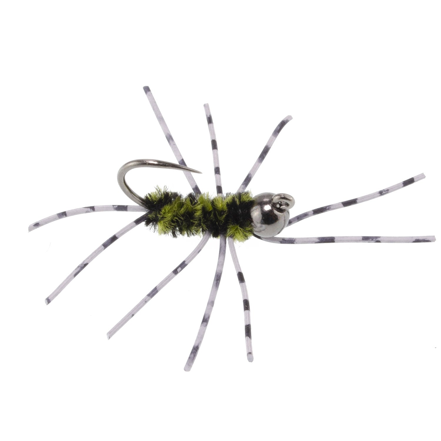 Pat's Rubber Legs Tungsten Jig Black/Olive Euro Nymphe 12 Mouches Taille 6