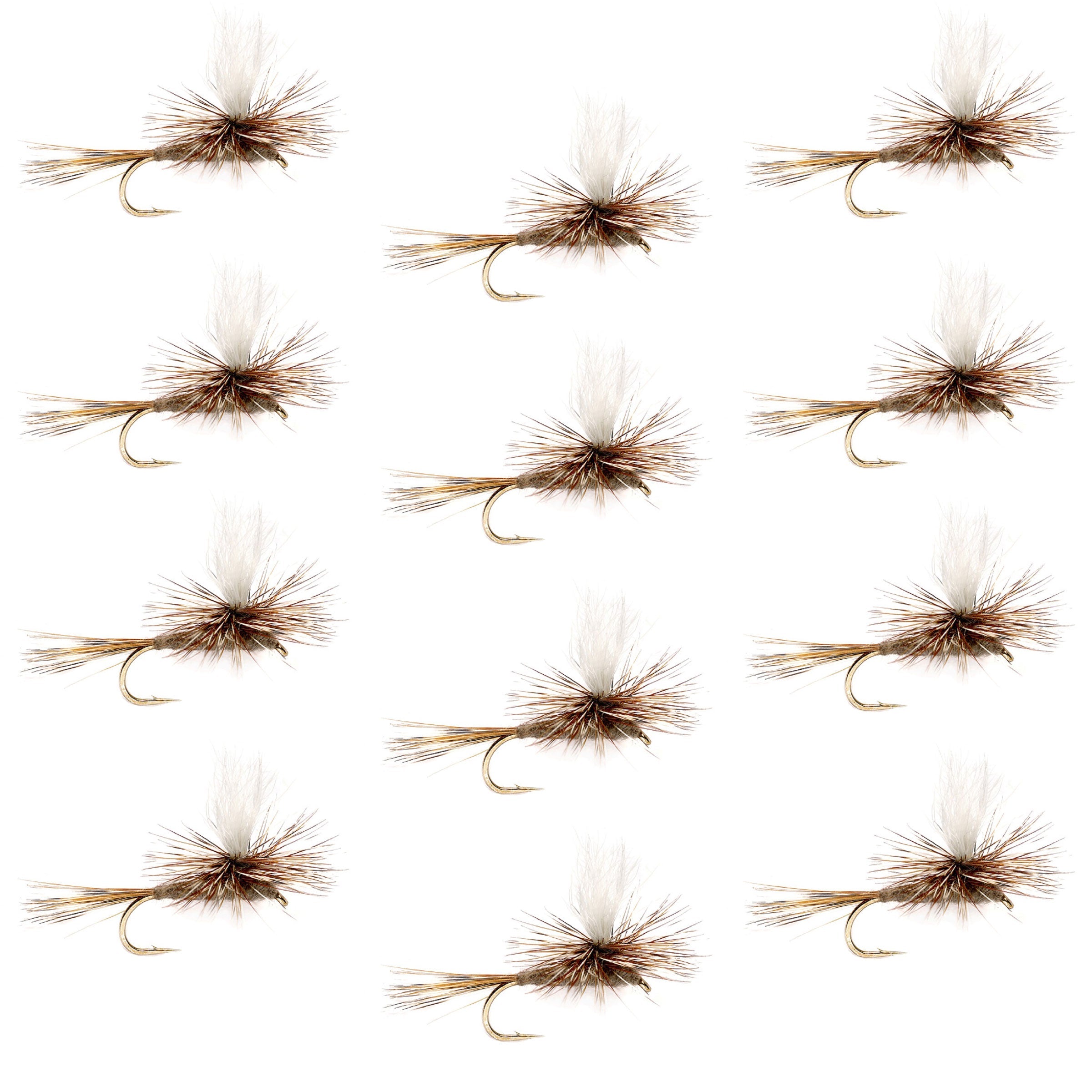 Adams Parachute Classic Dry Fly - 12 Moscas Tamaño de Anzuelo 10