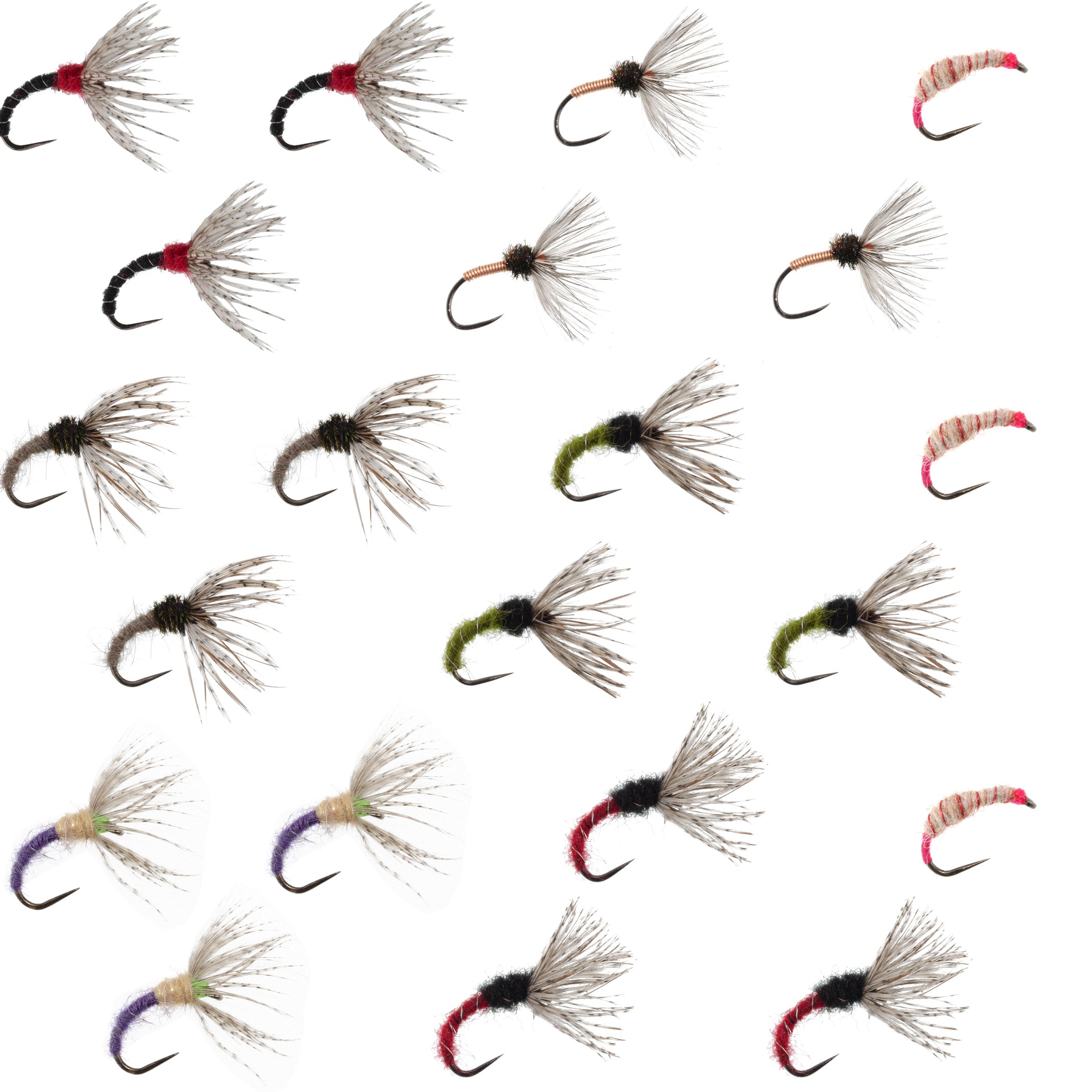Assortiment Kebari - 21 mouches Tenkara - 7 modèles - Tailles 10, 12, 14, 16