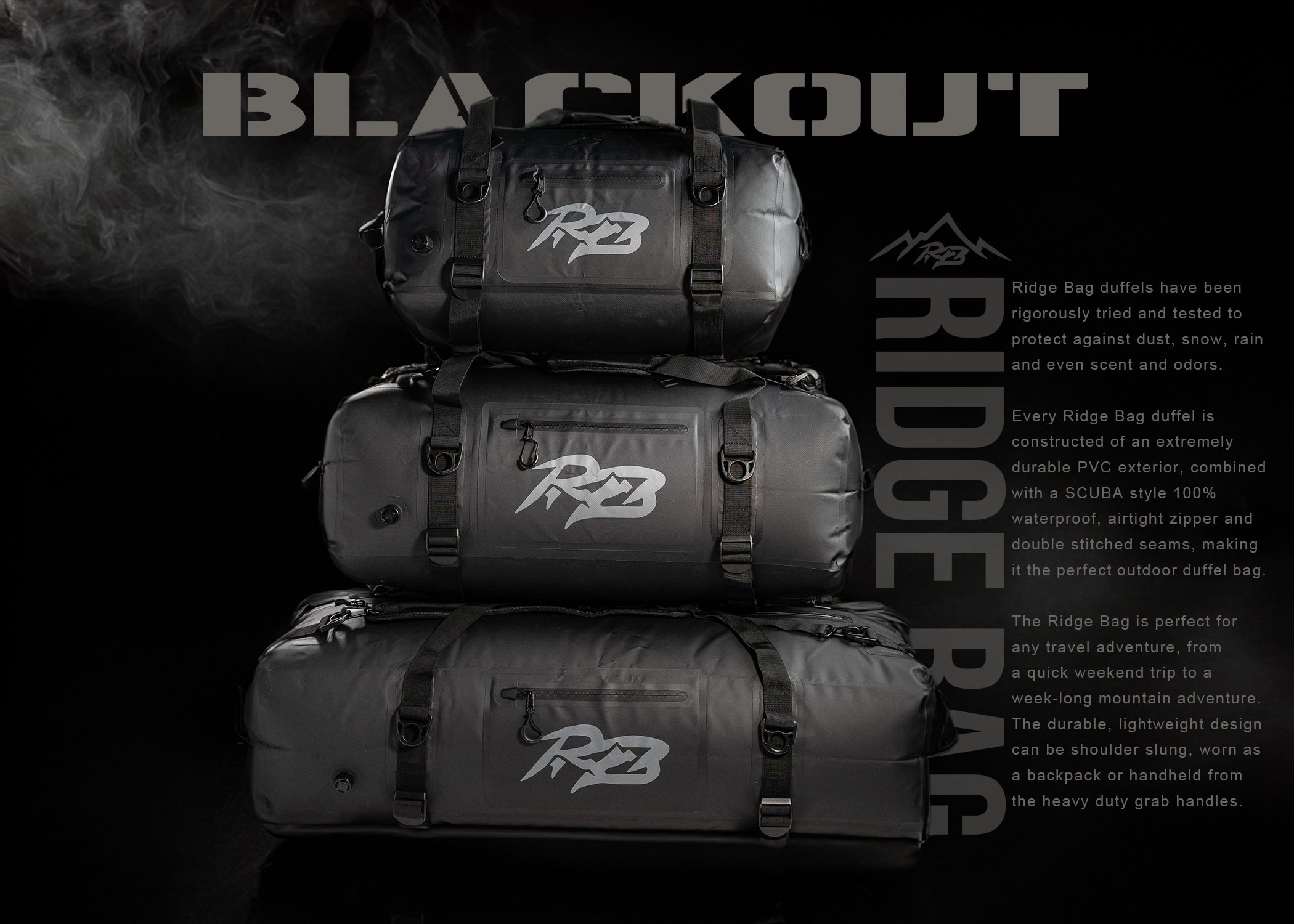 Bolsa Ridge | Bolsa de viaje para exteriores, paquete de tres, color negro