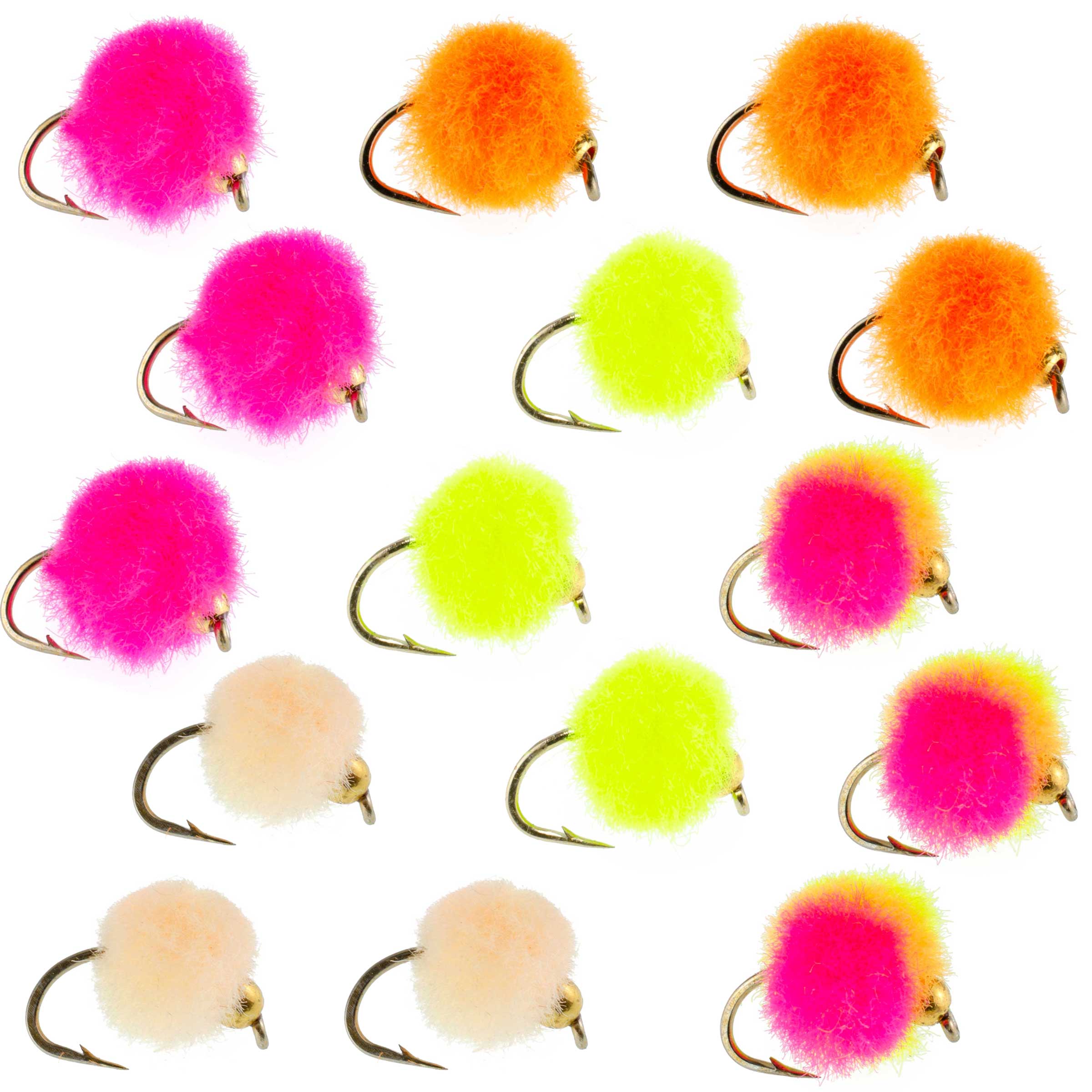 Assortiment de 15 mouches de pêche à la mouche à tête perlée - 5 couleurs - Hameçon 16