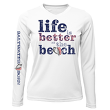 "Life Is Better At The Beach" Conch Women's Long Sleeve UPF 50+ Dry-Fit Shirt (No Back)