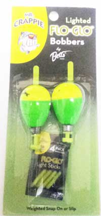 Betts Mr.Crappie Flo Glo (1.25-2.50", Round & Cigar, 2ct) Bobber Bargain