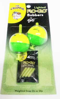Betts Mr.Crappie Flo Glo (1.25-2.50", Round & Cigar, 2ct) Bobber Bargain