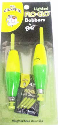 Betts Mr.Crappie Flo Glo (1.25-2.50", Round & Cigar, 2ct) Bobber Bargain
