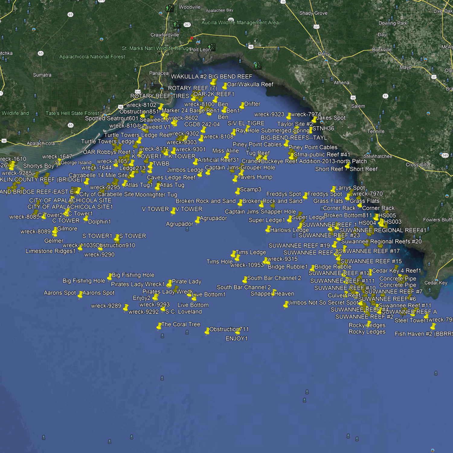 Steinhatchee & Appalachicola Fishing Spots - Big Bend Numbers
