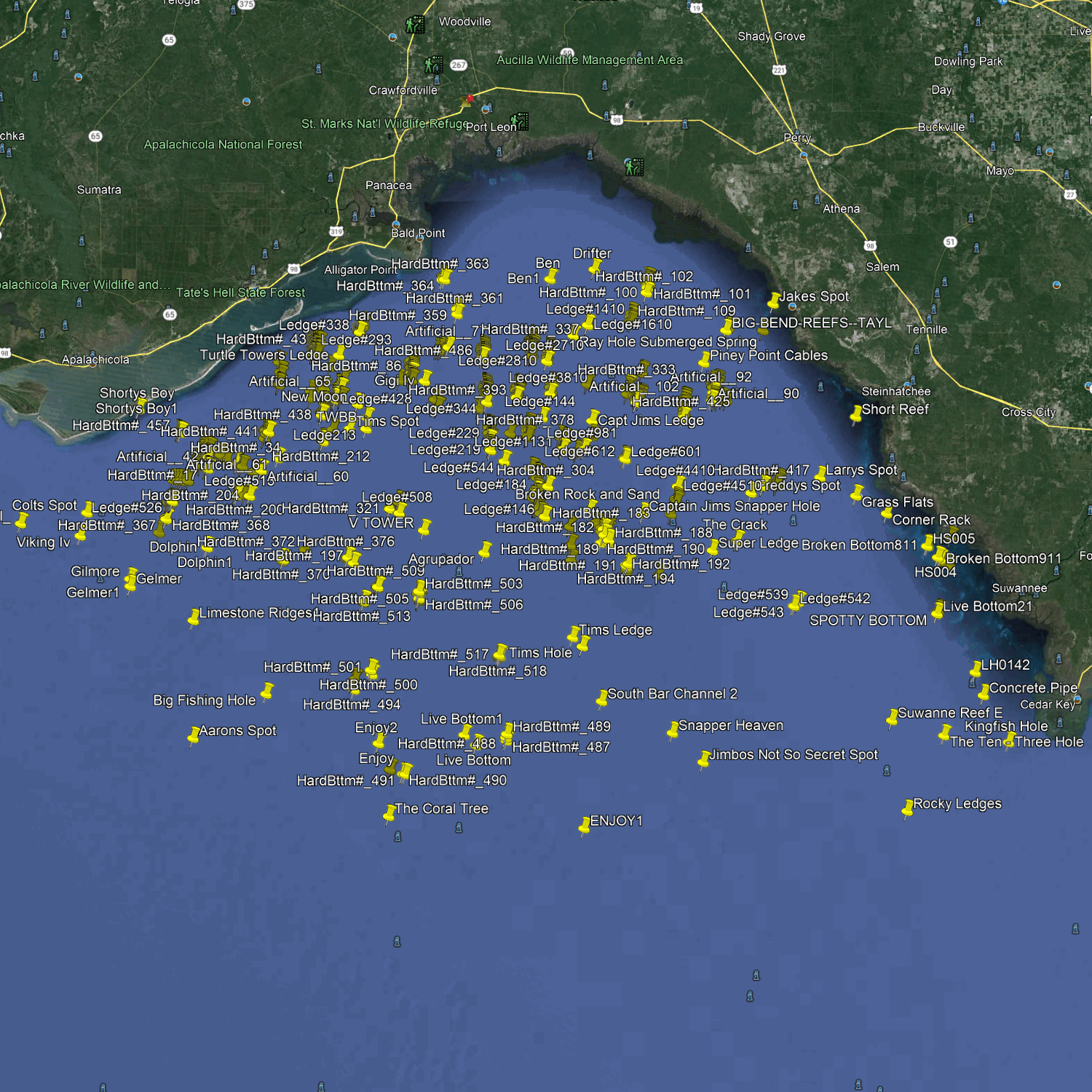 Steinhatchee & Appalachicola Fishing Spots - Big Bend Numbers