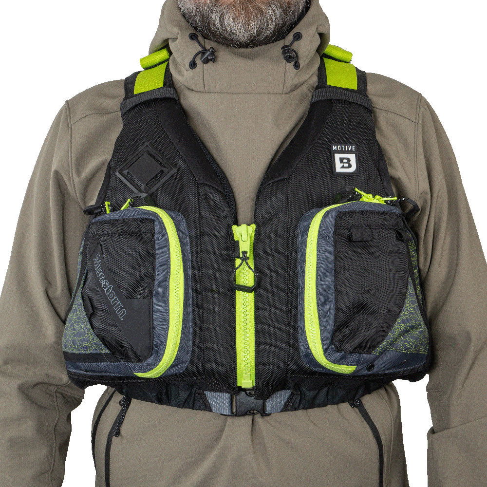 Bluestorm Motive Kayak Fishing Vest - Hi-Vis Bobber Bargain