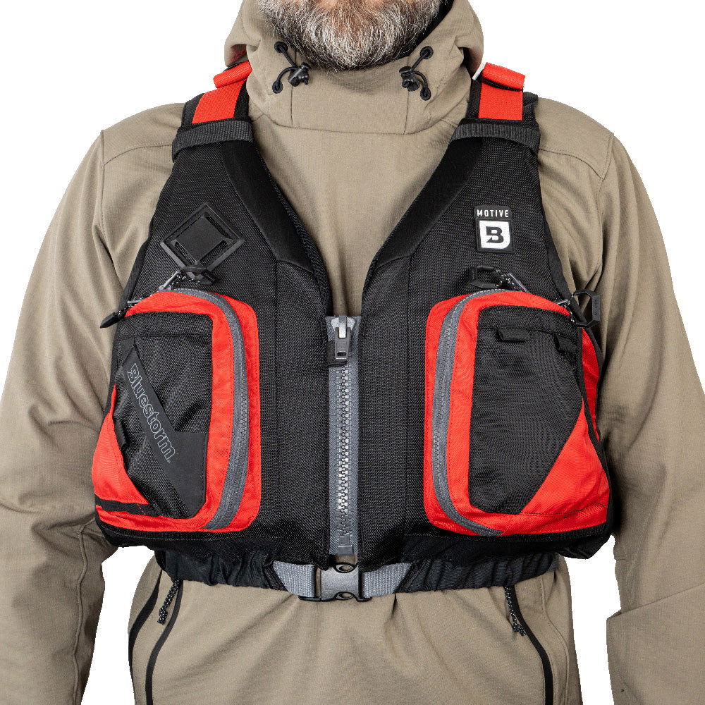 Bluestorm Motive Kayak Fishing Vest - Nitro Red Bobber Bargain