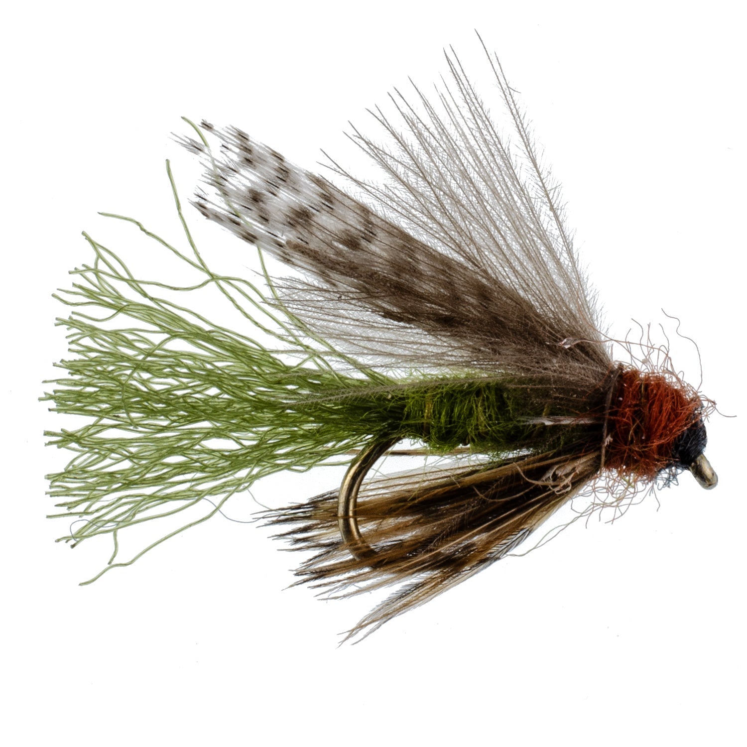 Olive CDC Caddis Emerger 6 Flies Hook Size 14