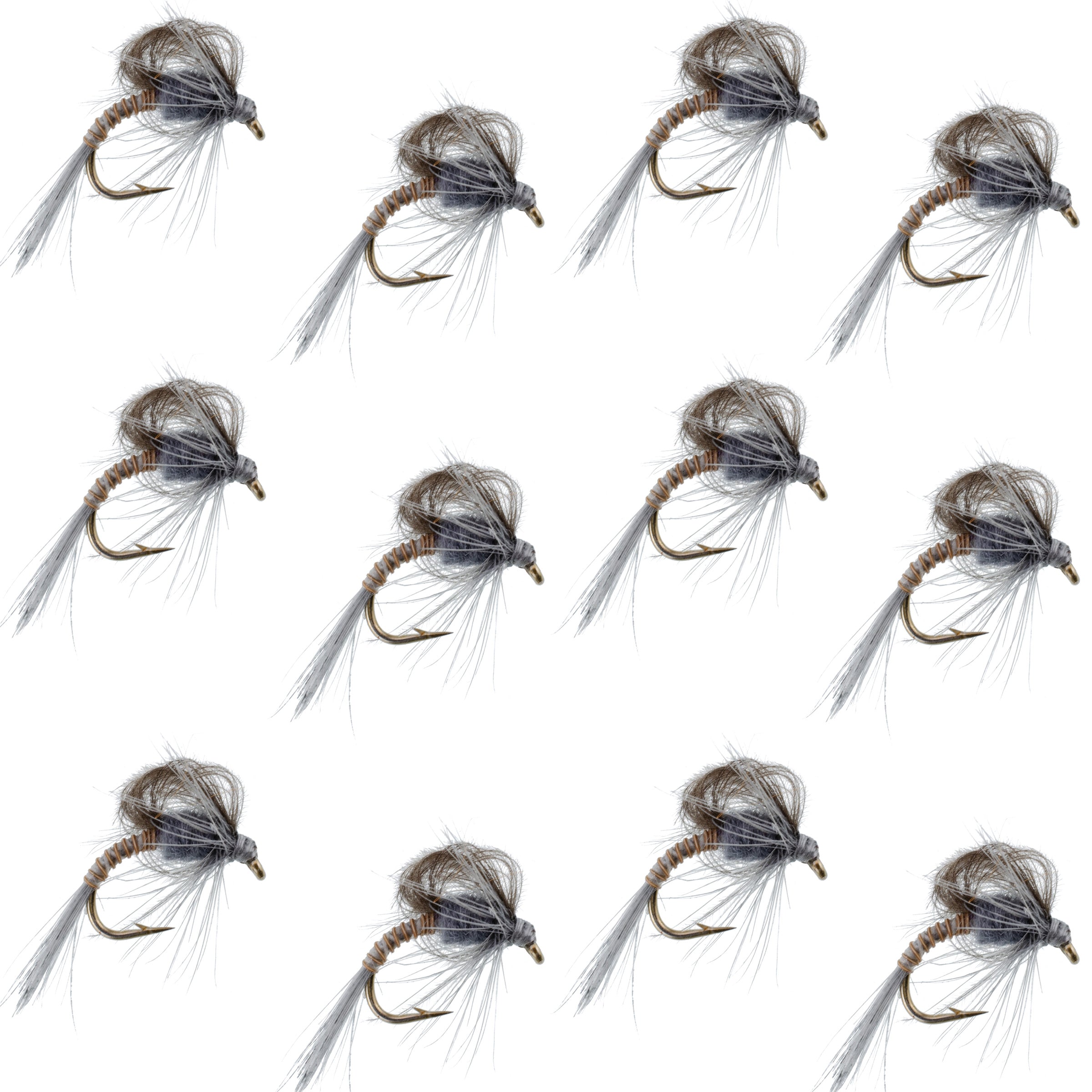 CDC Loop Wing Adams Emerger Fly 12 Flies - Hook Size 16