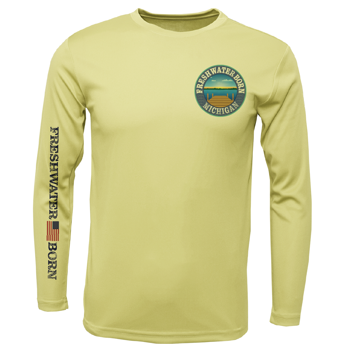 Michigan Freshwater Born Pike Men's Long Sleeve UPF 50+ Dry-Fit Shirt