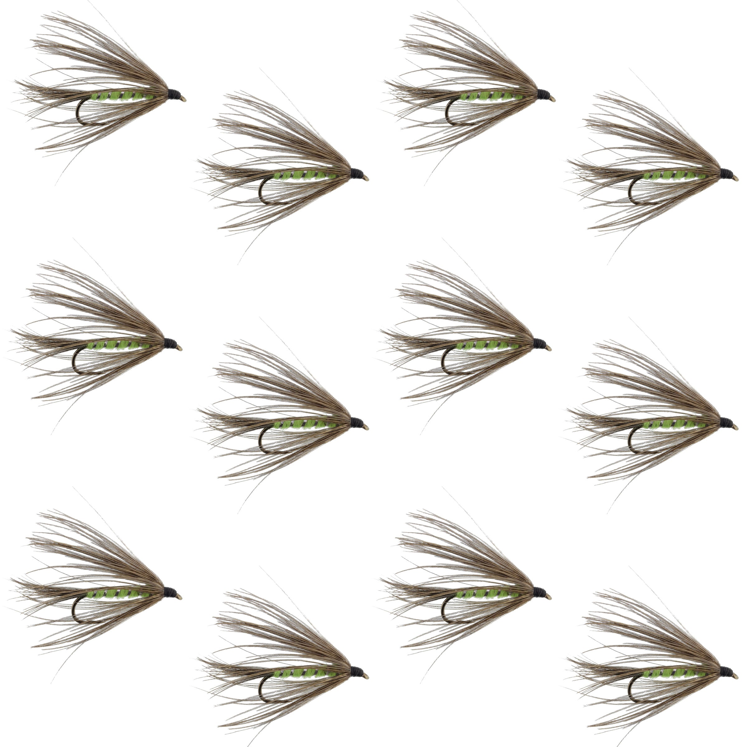 Mouche noyée Carey Special Soft Hackle Grouse and Bright Green – 12 mouches, taille d'hameçon n°10