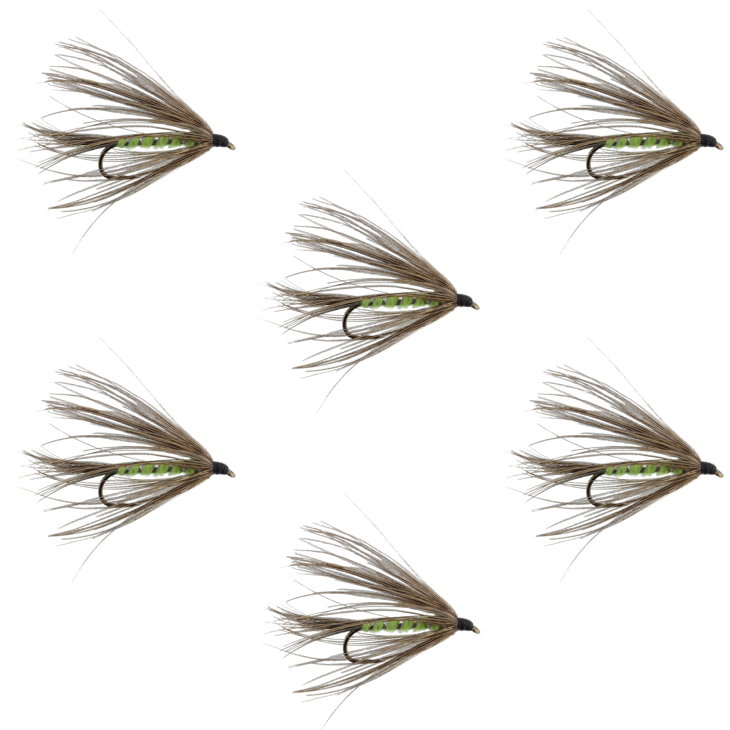 Carey Special Soft Hackle Grouse et Bright Green Wet Fly - 6 Mouches Taille d'hameçon 10