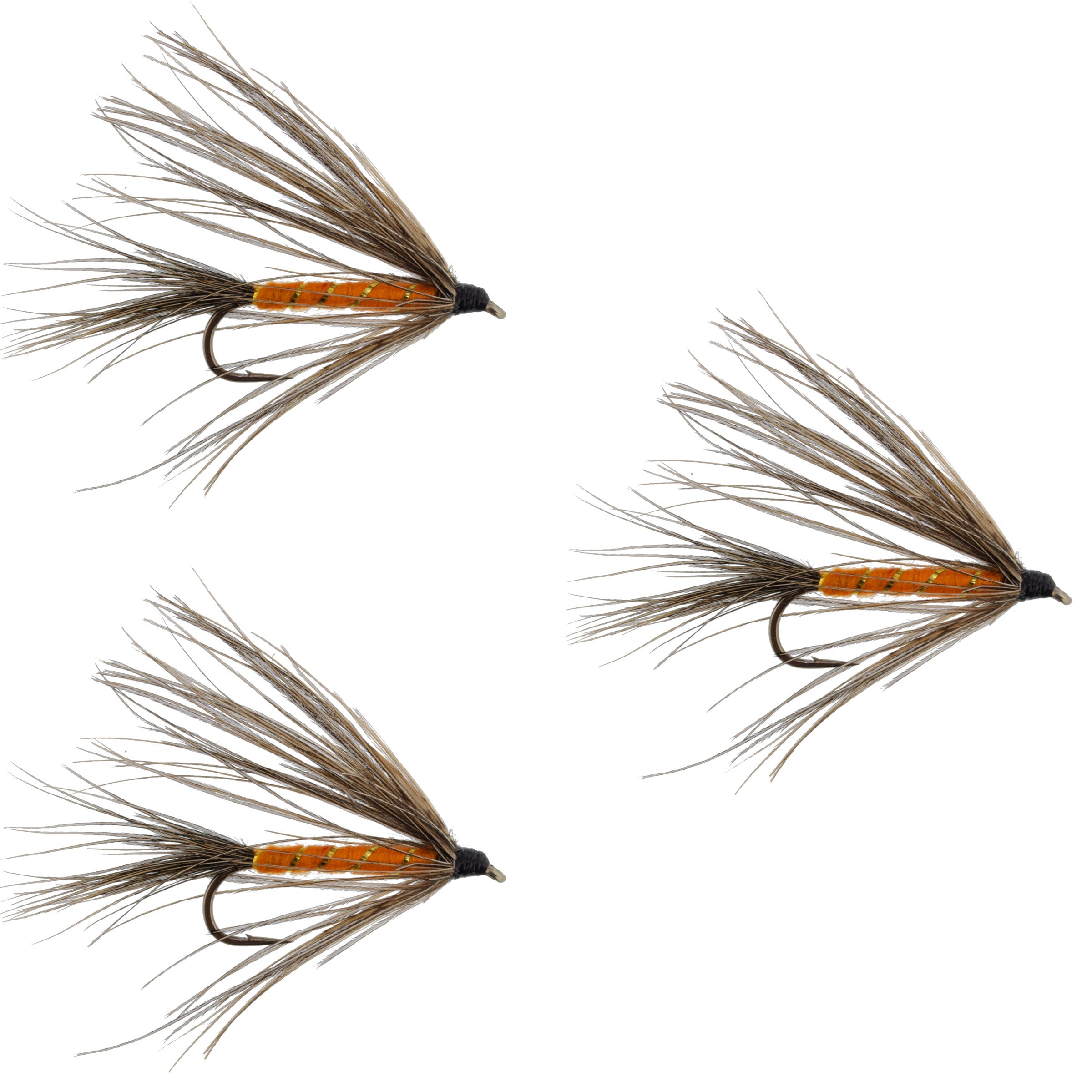 Paquete de 3 moscas húmedas Carey Special Soft Hackle Grouse and Orange - Tamaño de anzuelo 10