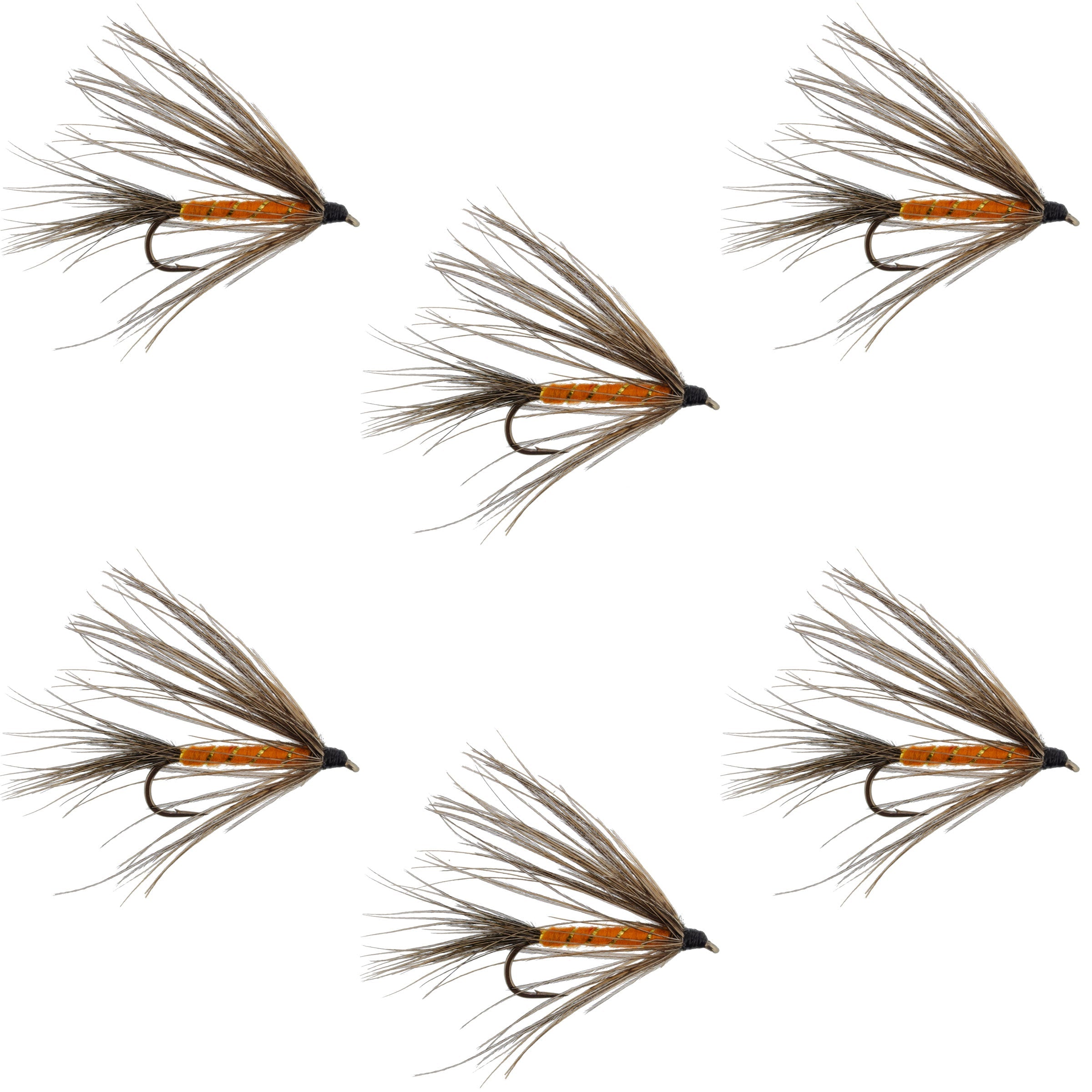 Mouche noyée Carey Special Soft Hackle Grouse and Orange - 6 mouches Hameçon taille 10